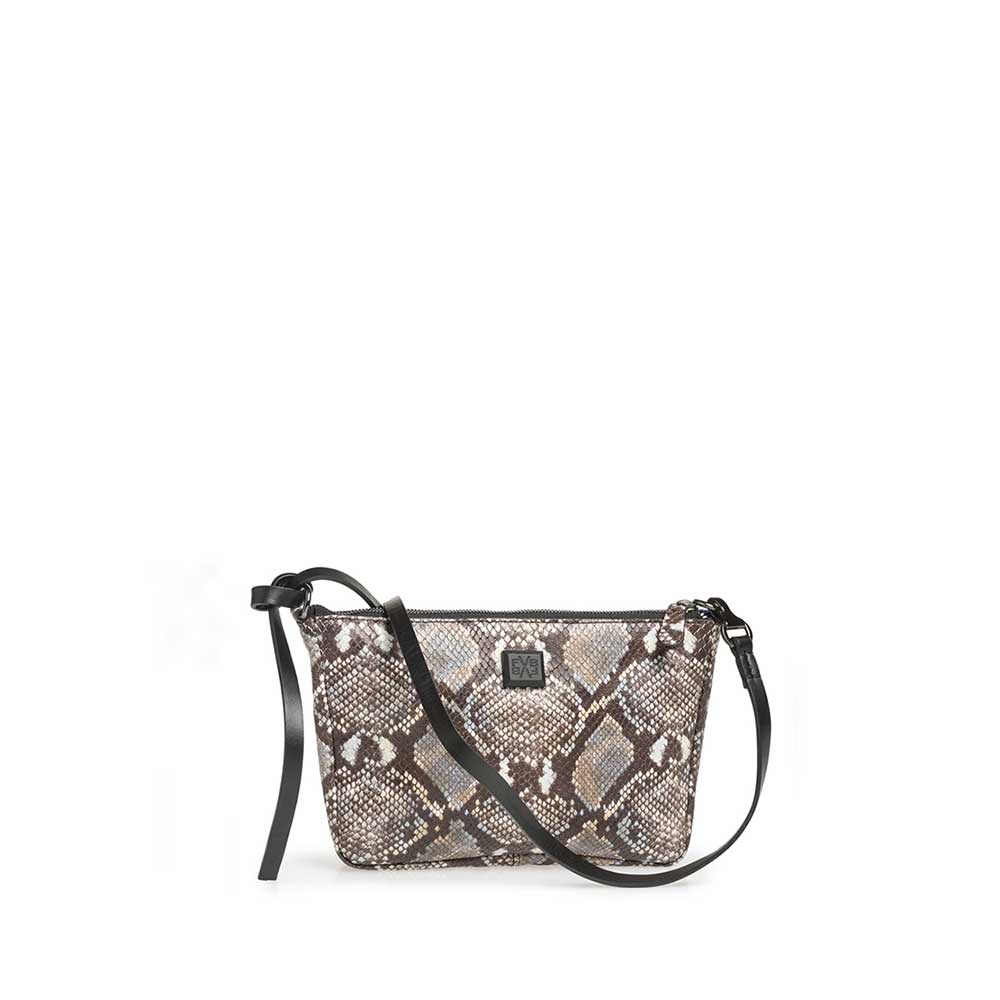 89019/05 - Brown and white leather bag with snake print 89019/05 - Brown and white leather bag with snake print