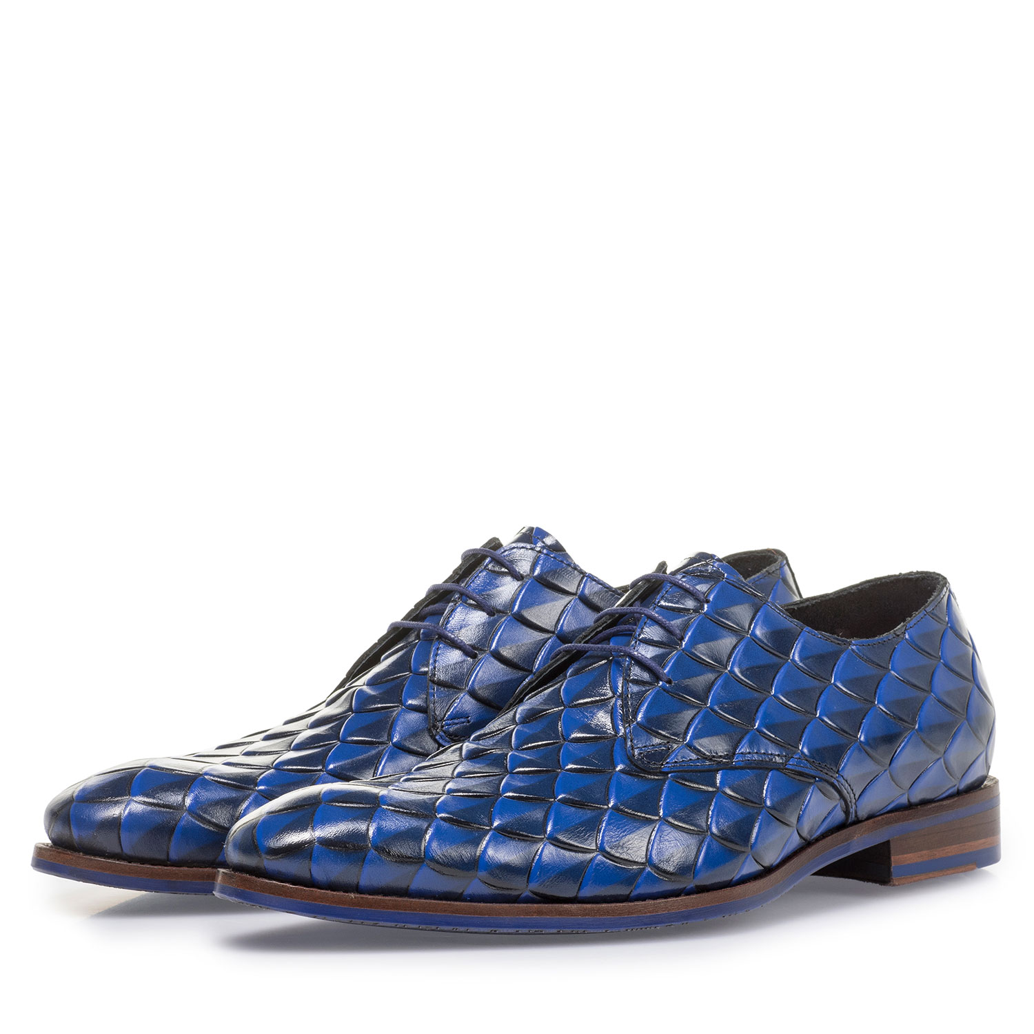 18167/03 - Premium blue leather lace shoe with print 18167/03 - Premium blue leather lace shoe with print
