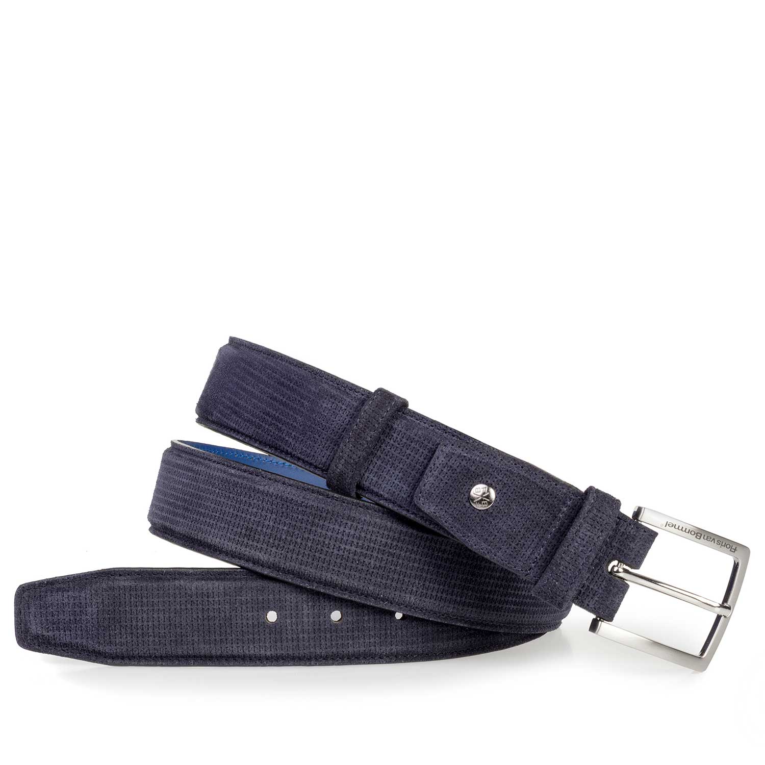 75181/09 - Blue suede leather belt with pattern 75181/09 - Blue suede leather belt with pattern