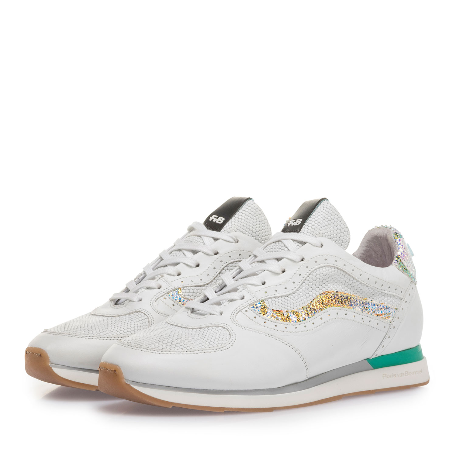 85279/10 - White leather sneaker with metallic details 85279/10 - White leather sneaker with metallic details