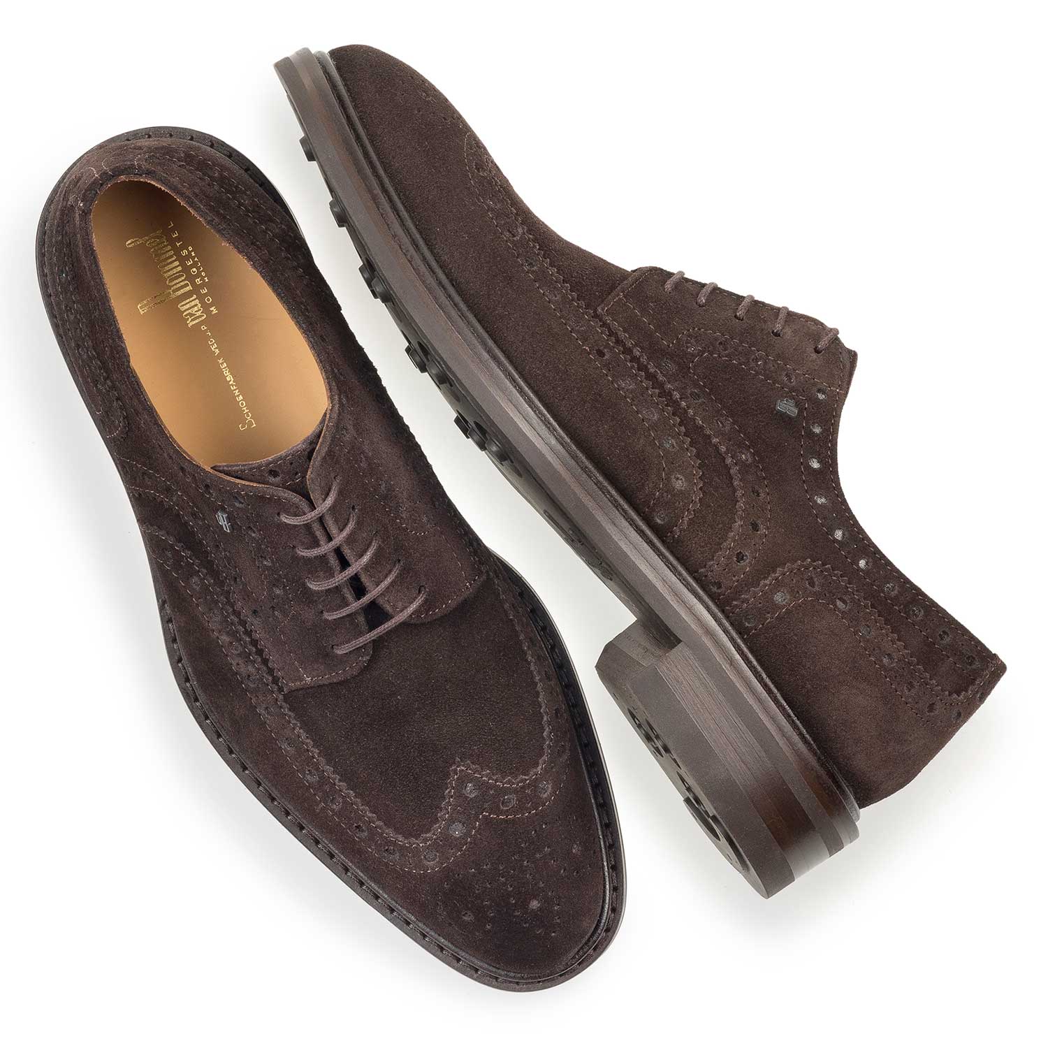 17093/00 - Brown suede leather brogue lace shoe 17093/00 - Brown suede leather brogue lace shoe