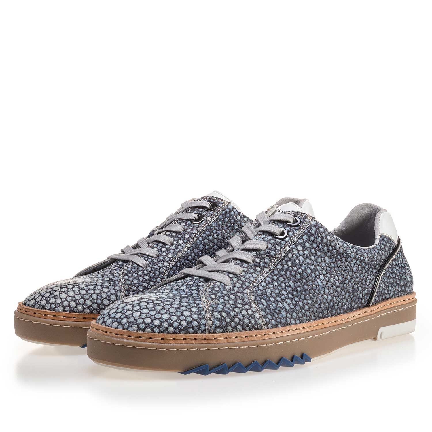 14057/02 - Blue, patterned leather sneaker 14057/02 - Blue, patterned leather sneaker