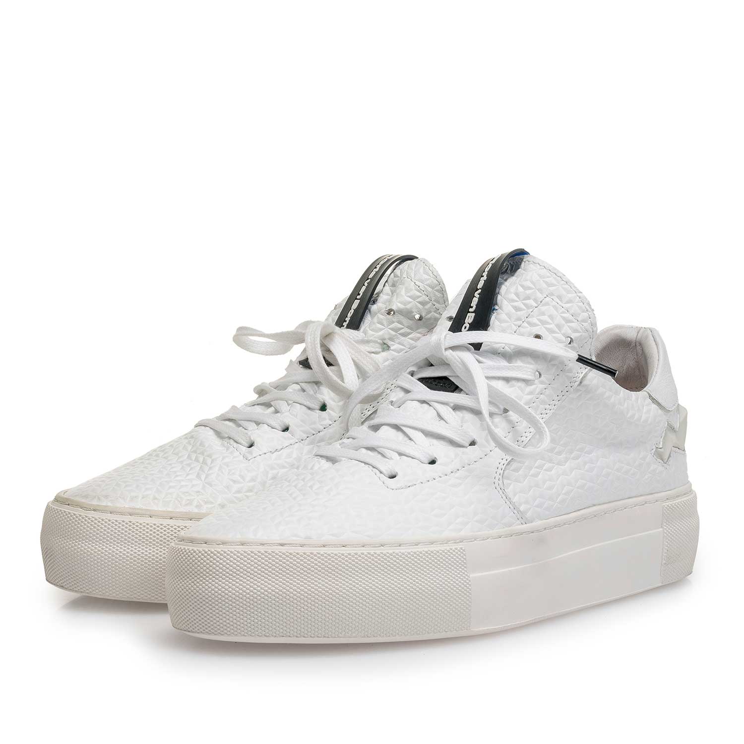 85268/02 - White structured leather sneaker 85268/02 - White structured leather sneaker