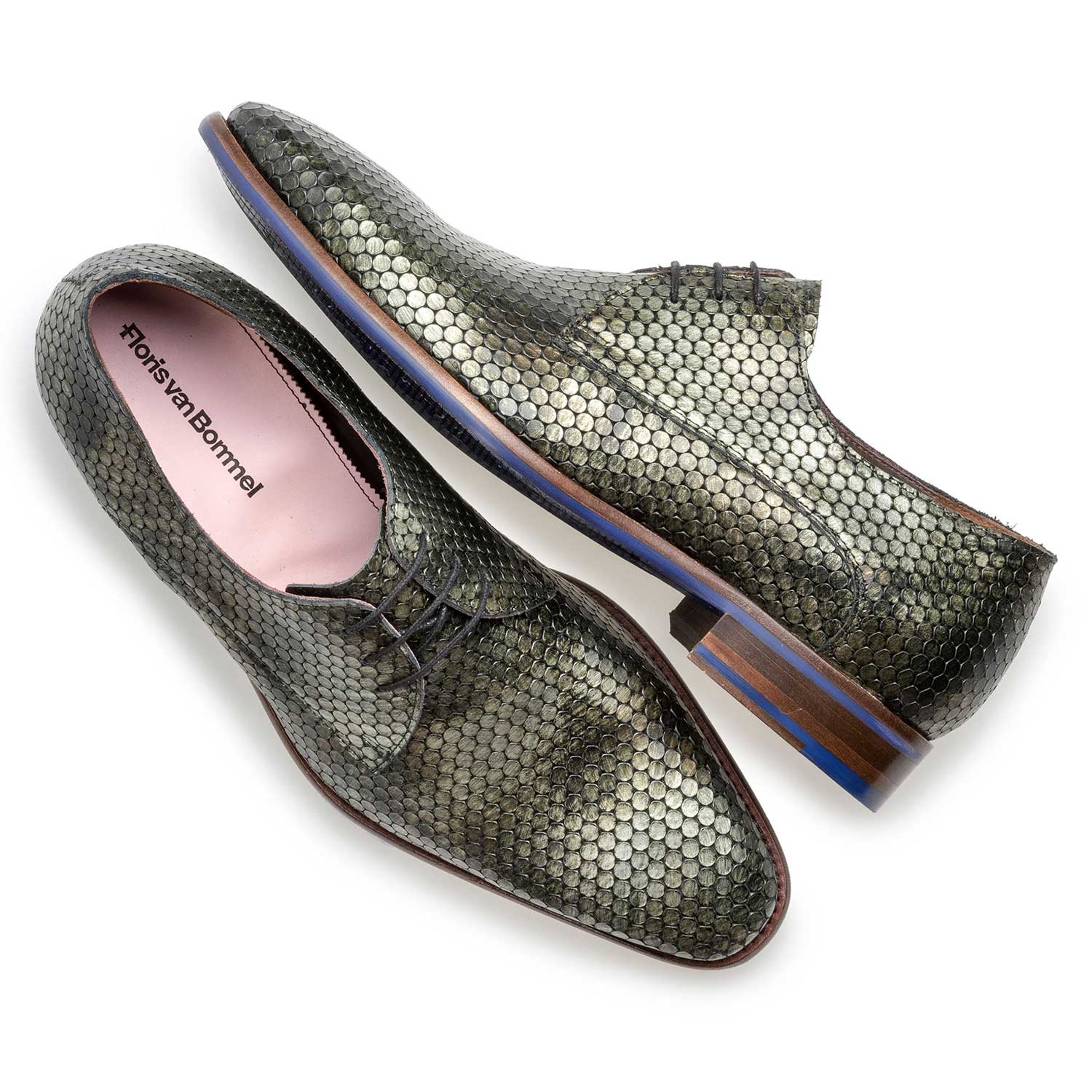18080/01 - Green metallic print leather lace shoe 18080/01 - Green metallic print leather lace shoe