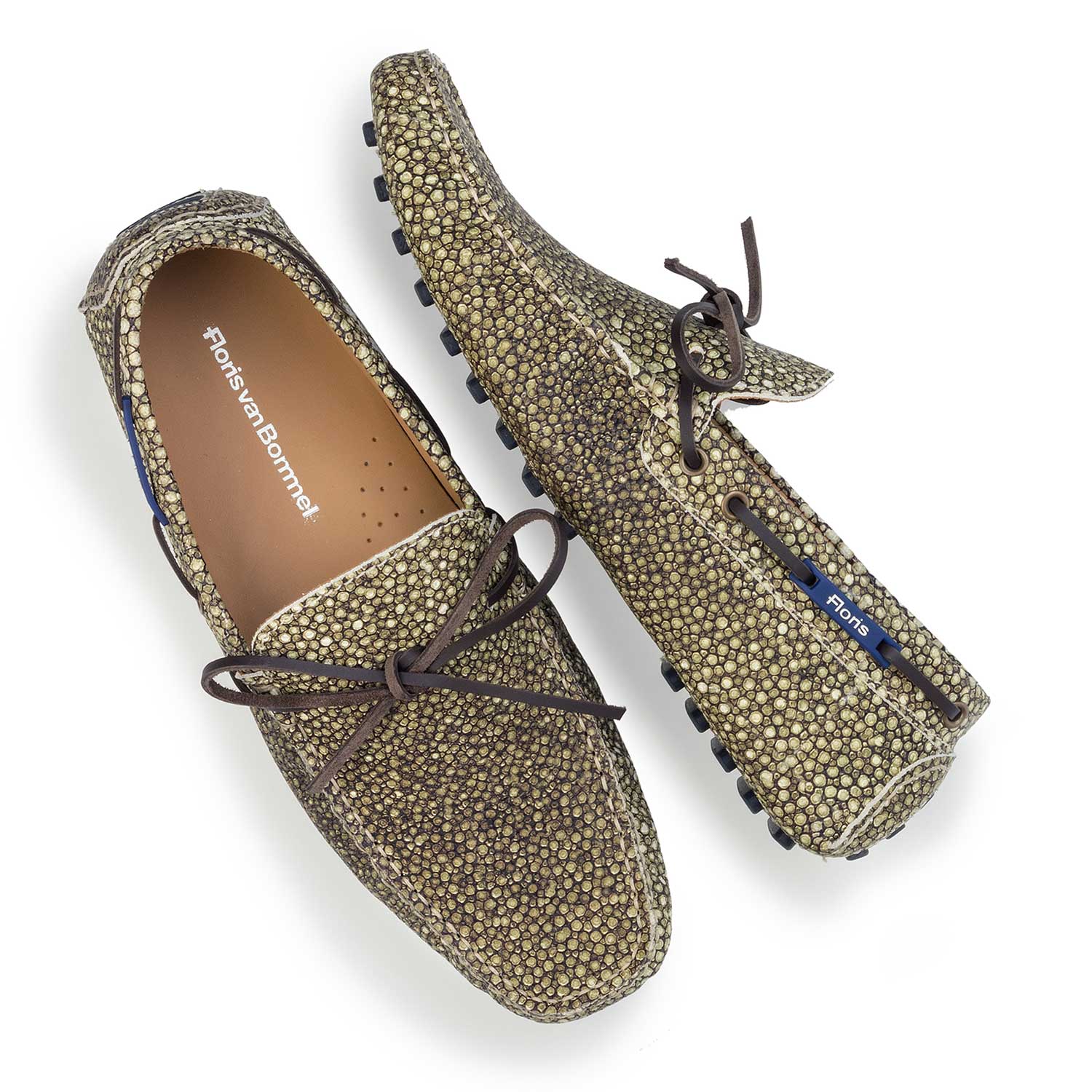 15027/15 - Green moccasin with rye pattern 15027/15 - Green moccasin with rye pattern