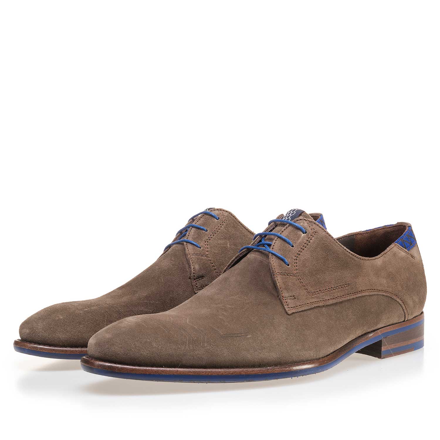 14092/02 - Taupe-coloured suede leather lace shoe 14092/02 - Taupe-coloured suede leather lace shoe