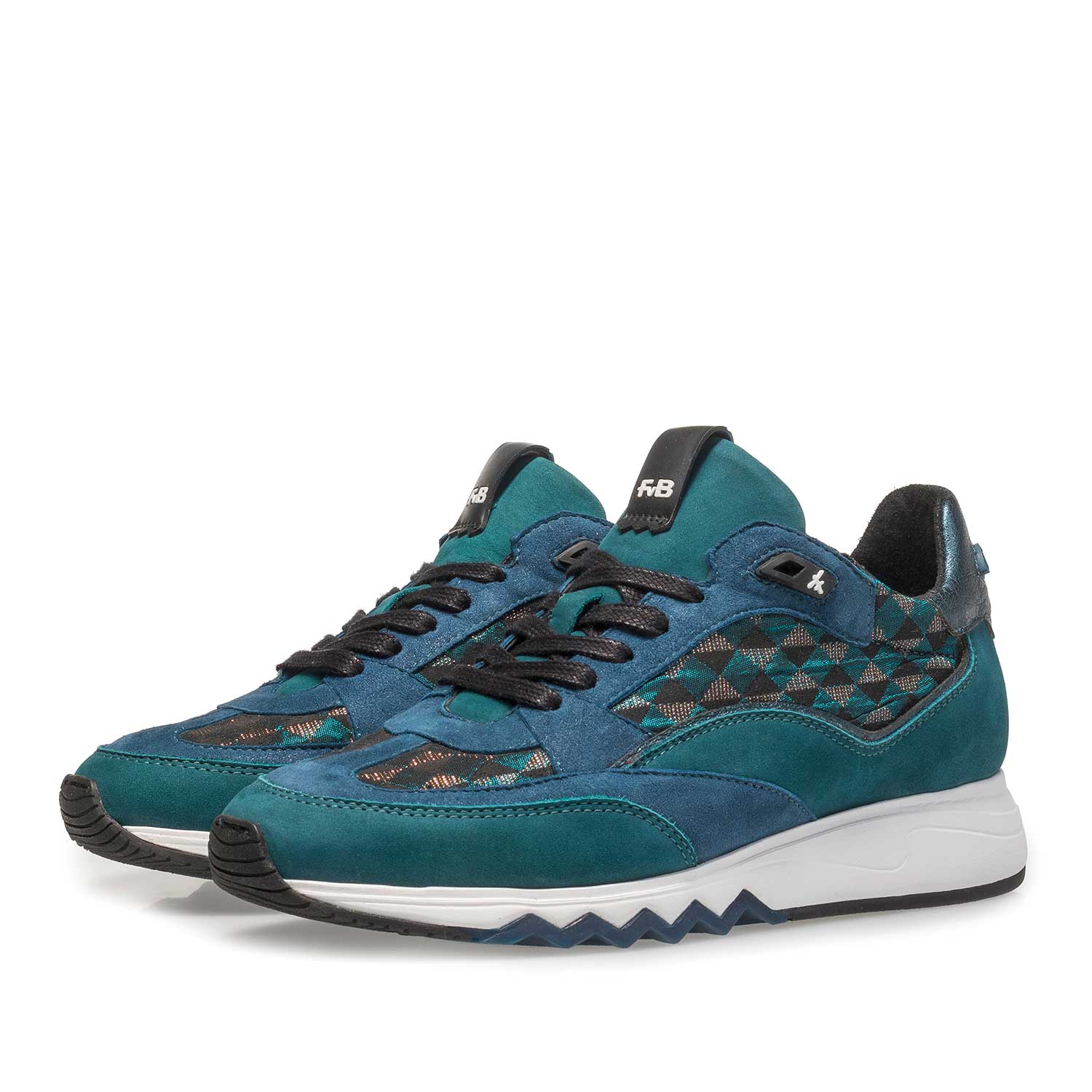 85289/02 - Green suede leather sneaker with graphic print 85289/02 - Green suede leather sneaker with graphic print