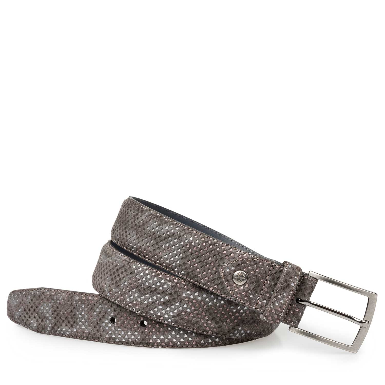 75190/41 - Brown suede leather belt with structural pattern 75190/41 - Brown suede leather belt with structural pattern
