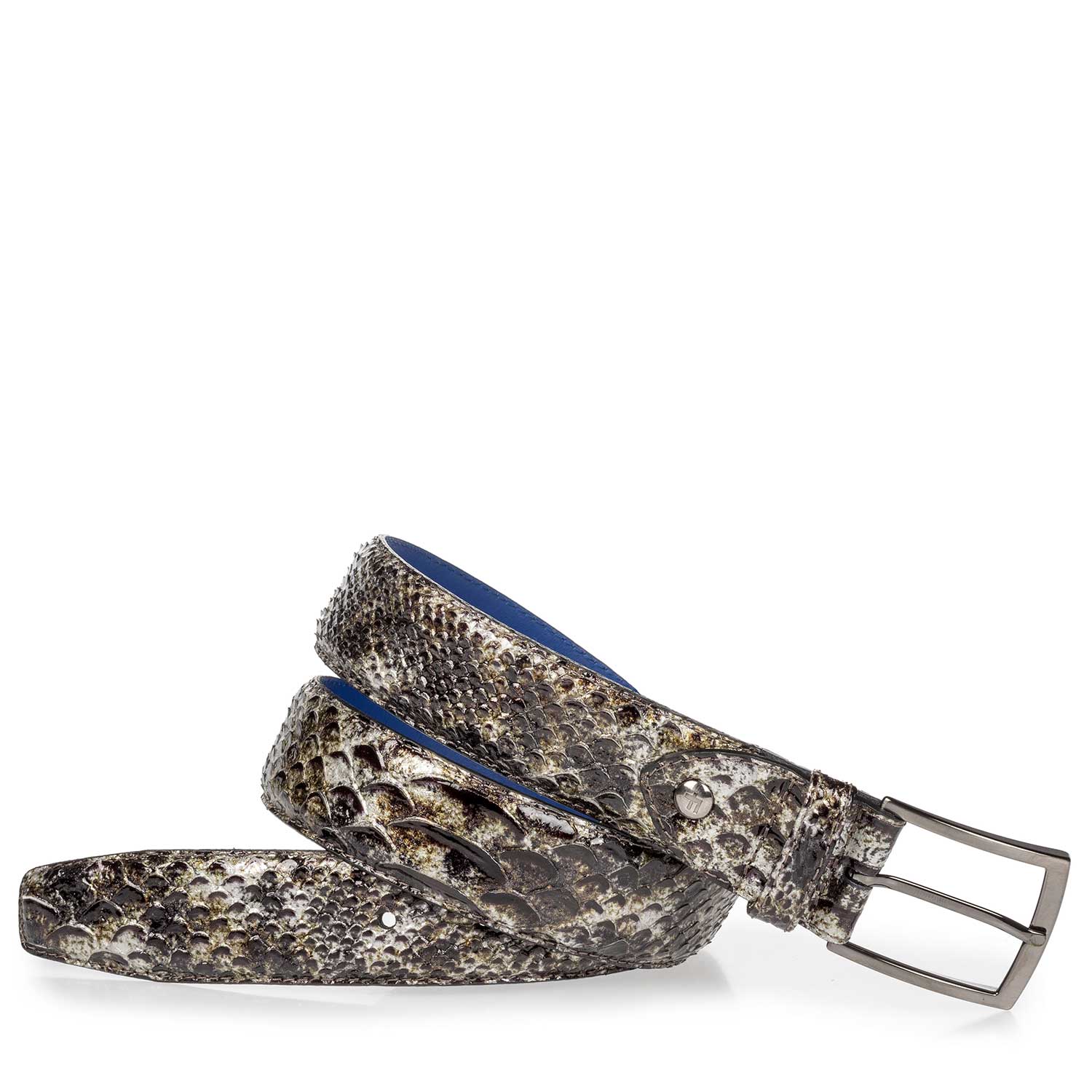 75200/62 - Grey patent leather snake print belt 75200/62 - Grey patent leather snake print belt