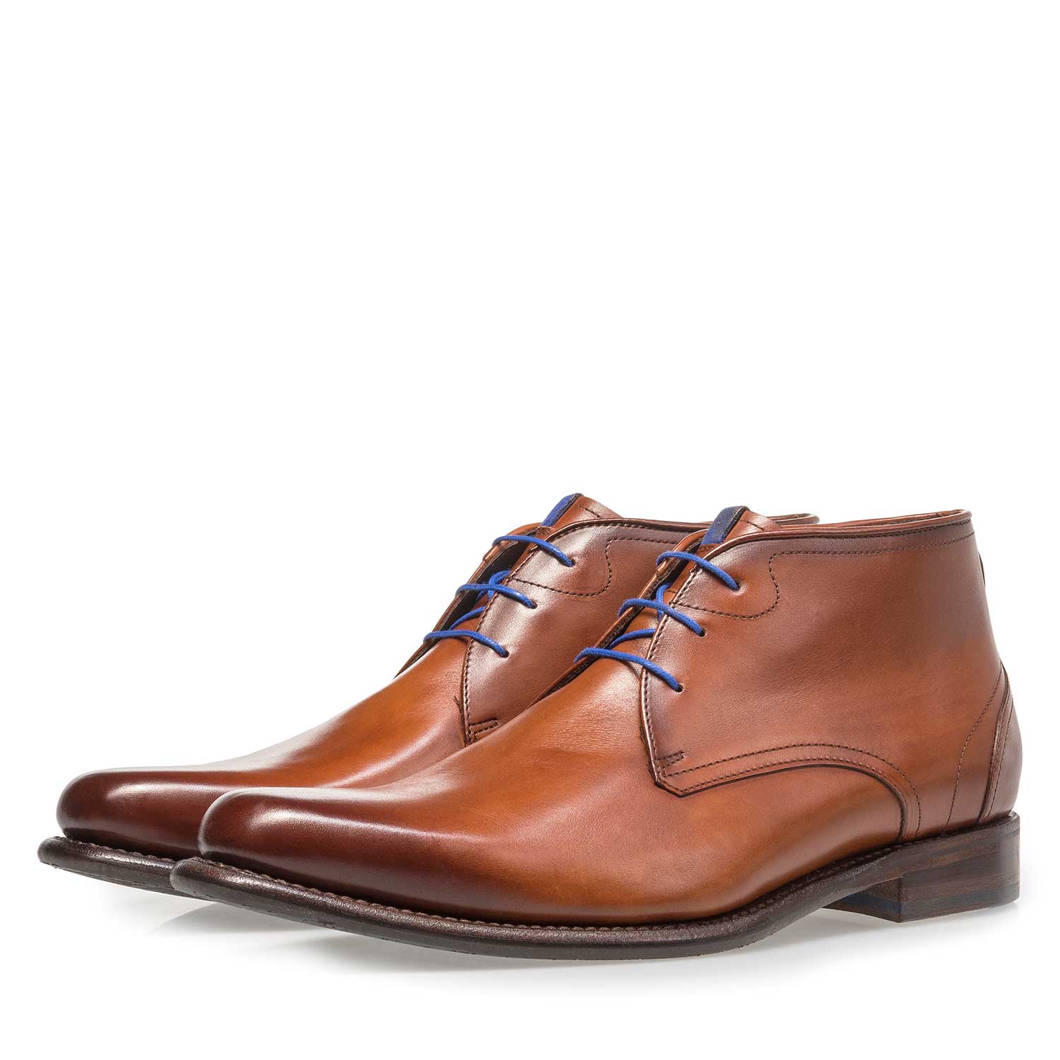 10634/09 - Dark cognac-coloured calf leather lace boot 10634/09 - Dark cognac-coloured calf leather lace boot