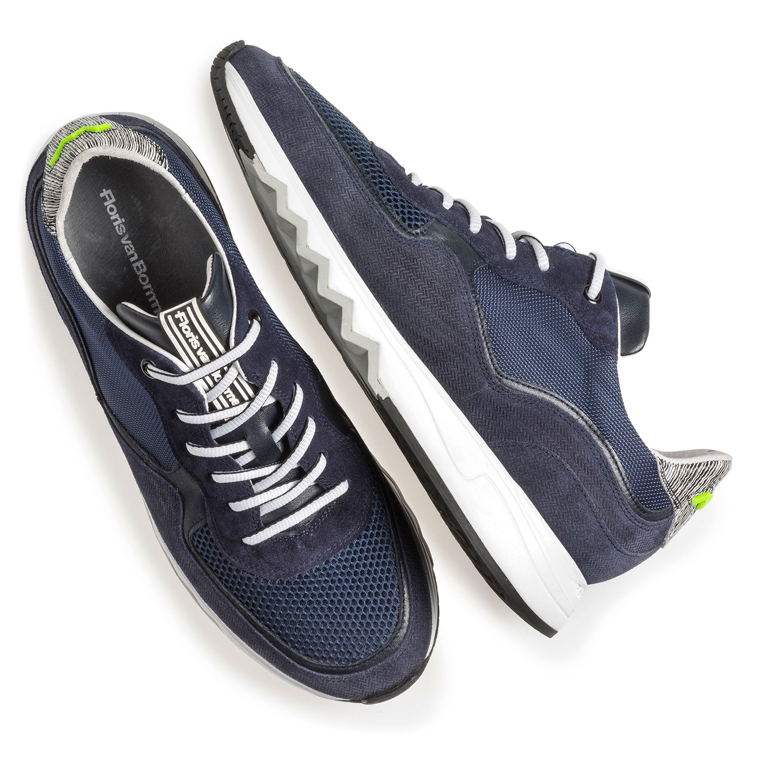 16093/19 - Dark blue suede leather sneaker with print 16093/19 - Dark blue suede leather sneaker with print
