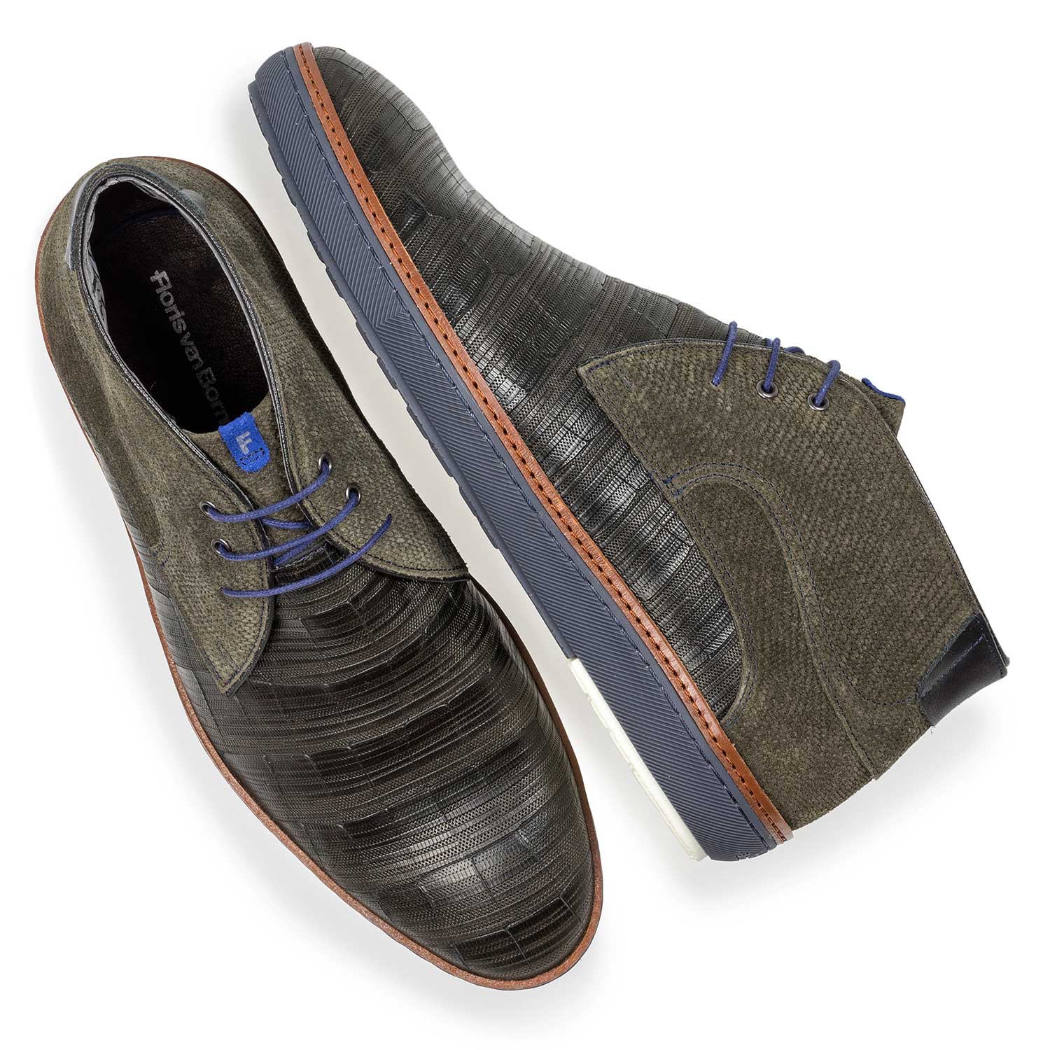 10015/08 - Dark green printed leather lace shoe 10015/08 - Dark green printed leather lace shoe