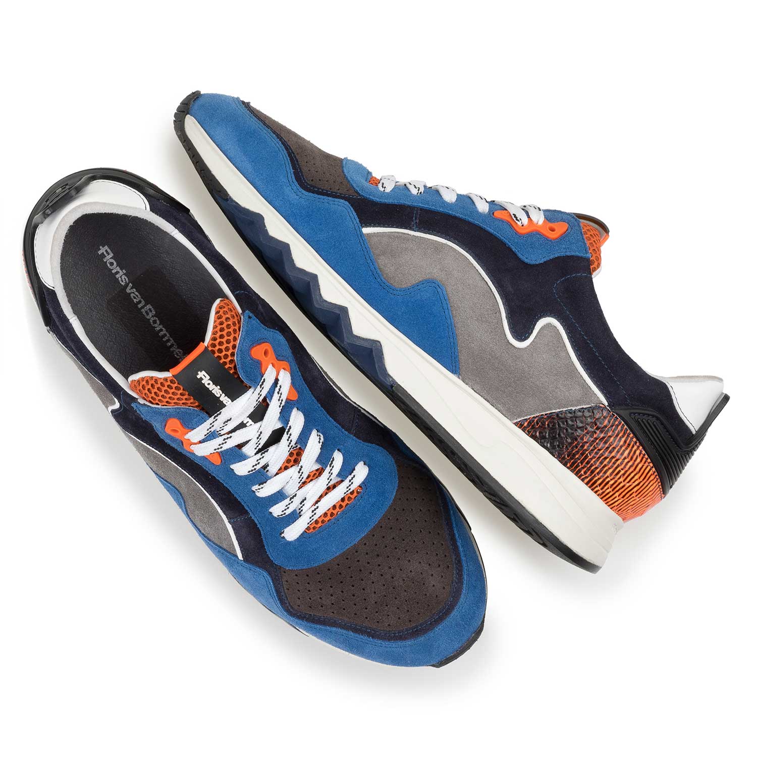 16092/05 - Blue-orange suede leather sneaker 16092/05 - Blue-orange suede leather sneaker