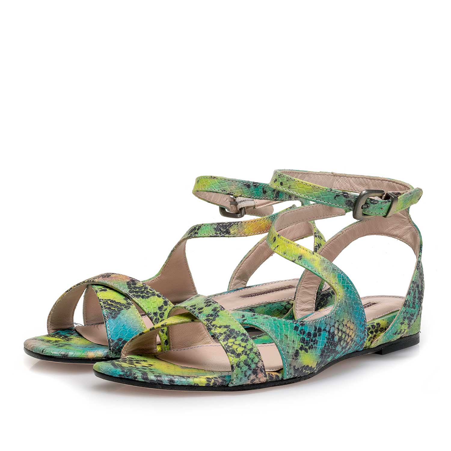 85908/01 - Green snake print leather sandal 85908/01 - Green snake print leather sandal