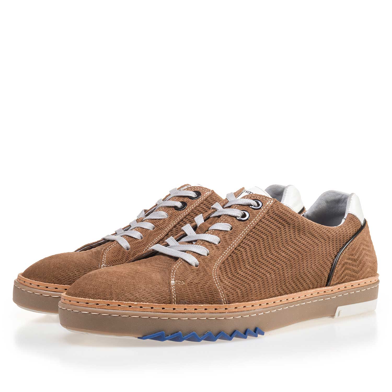 14057/06 - Cognac-coloured, patterned leather sneaker 14057/06 - Cognac-coloured, patterned leather sneaker
