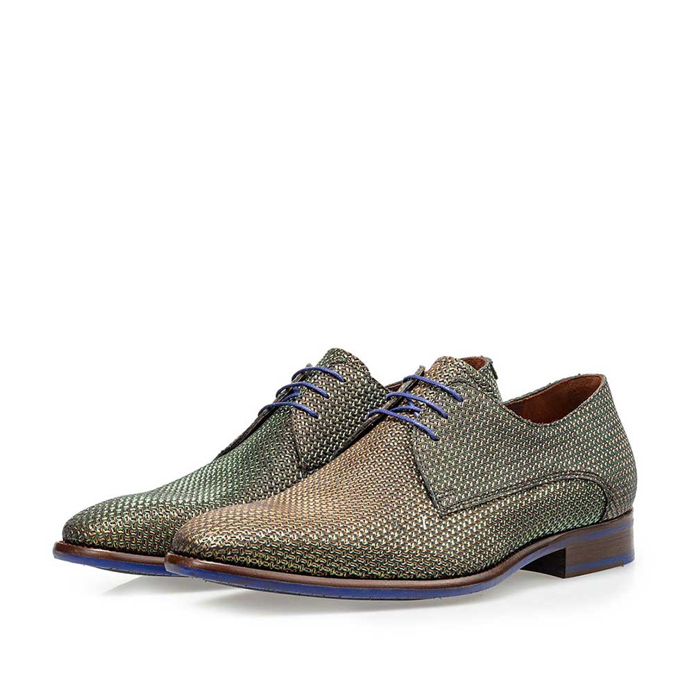 18368/00 - Lace shoe green metallic print 18368/00 - Lace shoe green metallic print