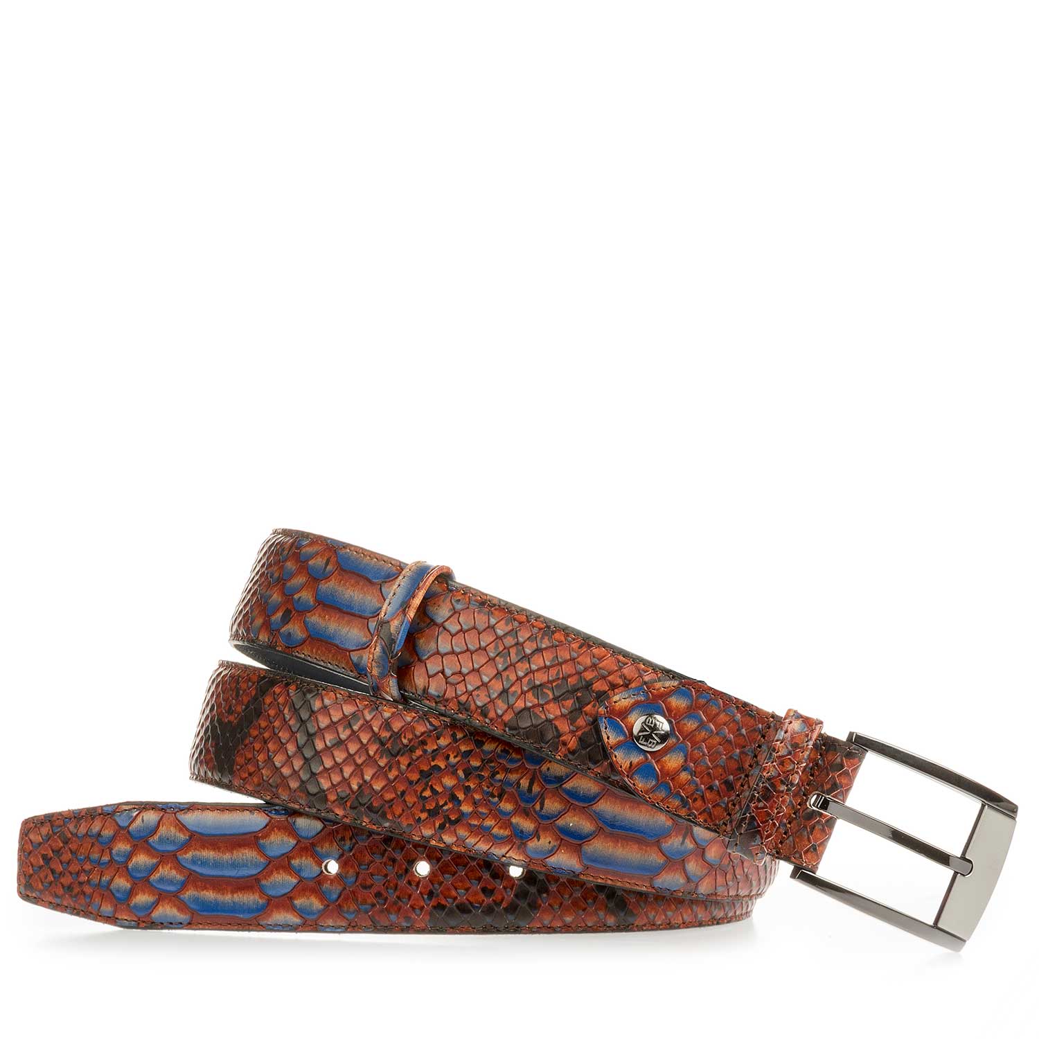 75180/27 - Blue leather belt with a snake print 75180/27 - Blue leather belt with a snake print