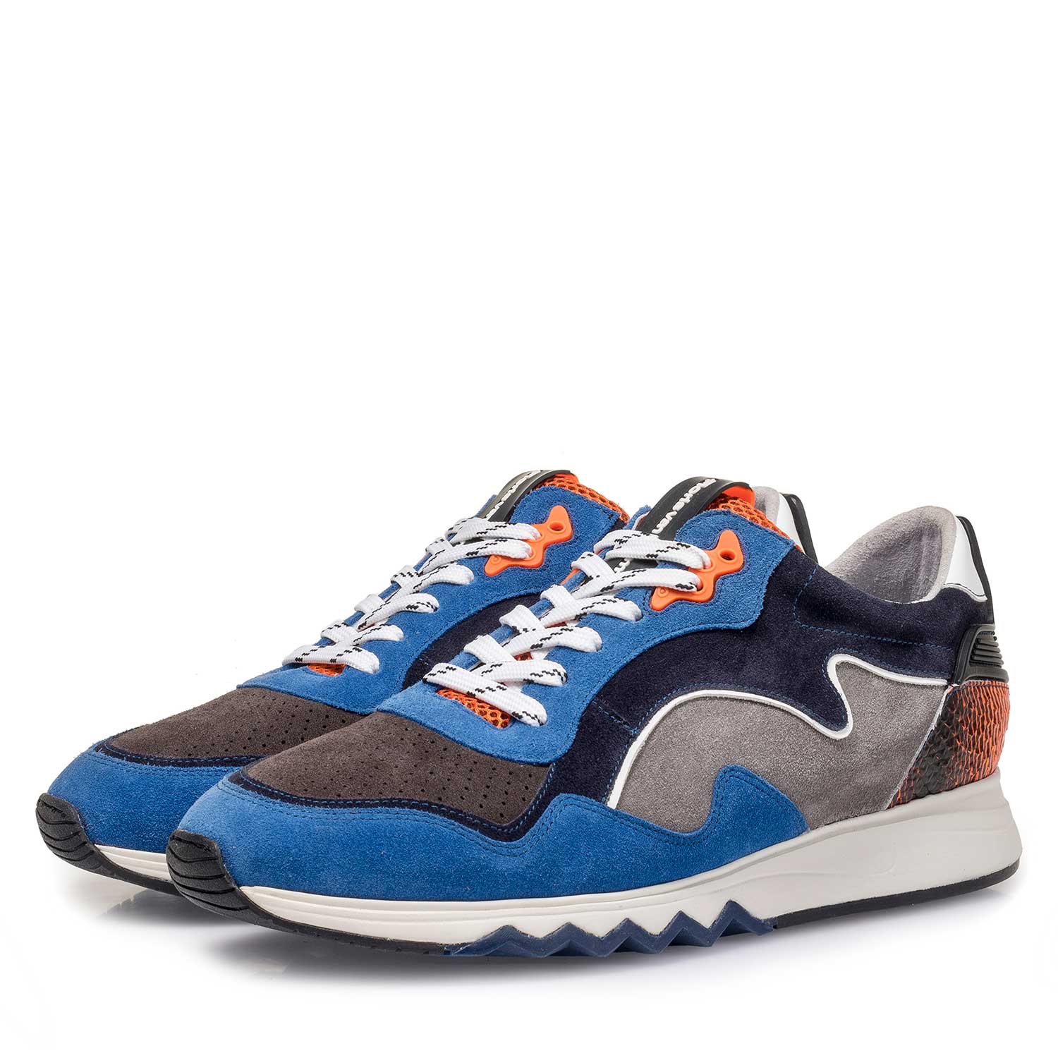 16092/05 - Blue-orange suede leather sneaker 16092/05 - Blue-orange suede leather sneaker