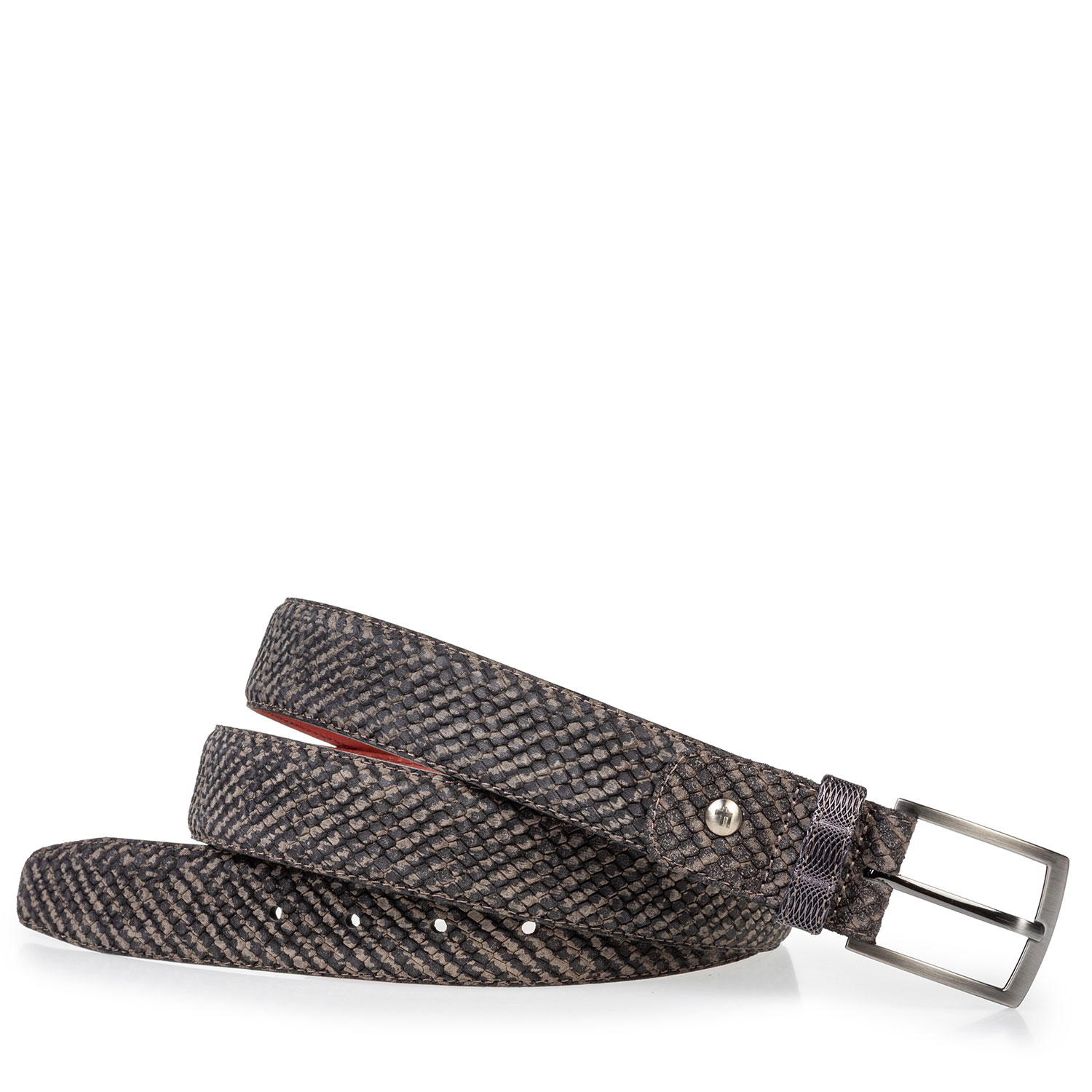 75188/79 - Suede leather belt grey with black print 75188/79 - Suede leather belt grey with black print