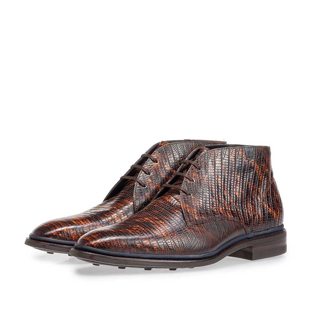 10667/08 - Lace boot lizard print cognac 10667/08 - Lace boot lizard print cognac