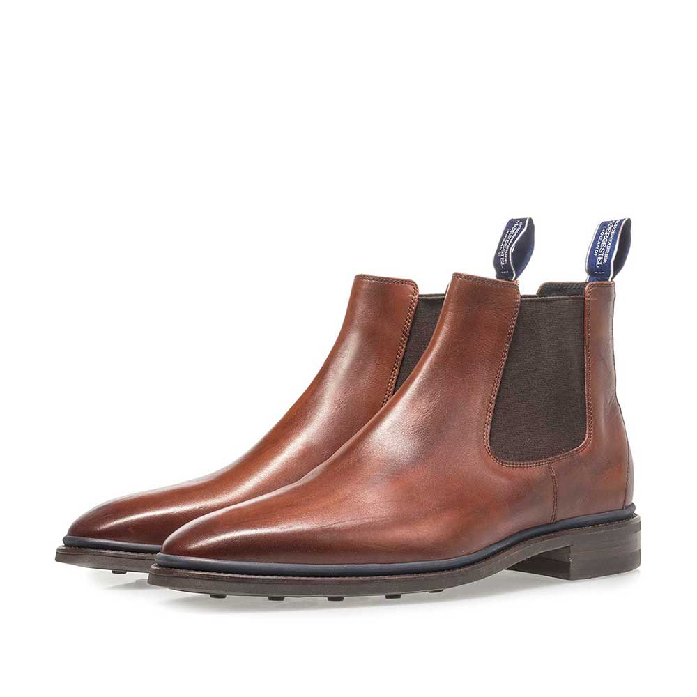 Cognac-coloured calf leather Chelsea boot 10669/01 | Floris van Bommel ...