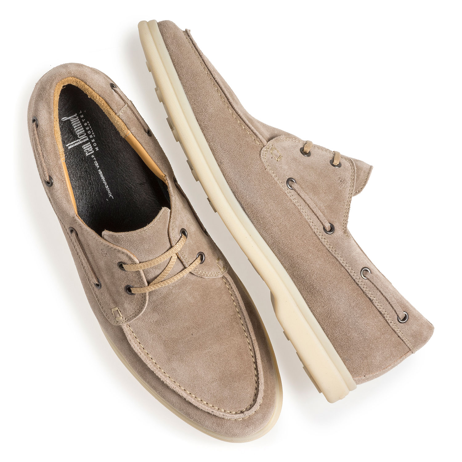 Beige Suede Leather Boat Shoe For Men 1820503 Van Bommel Official® 4315