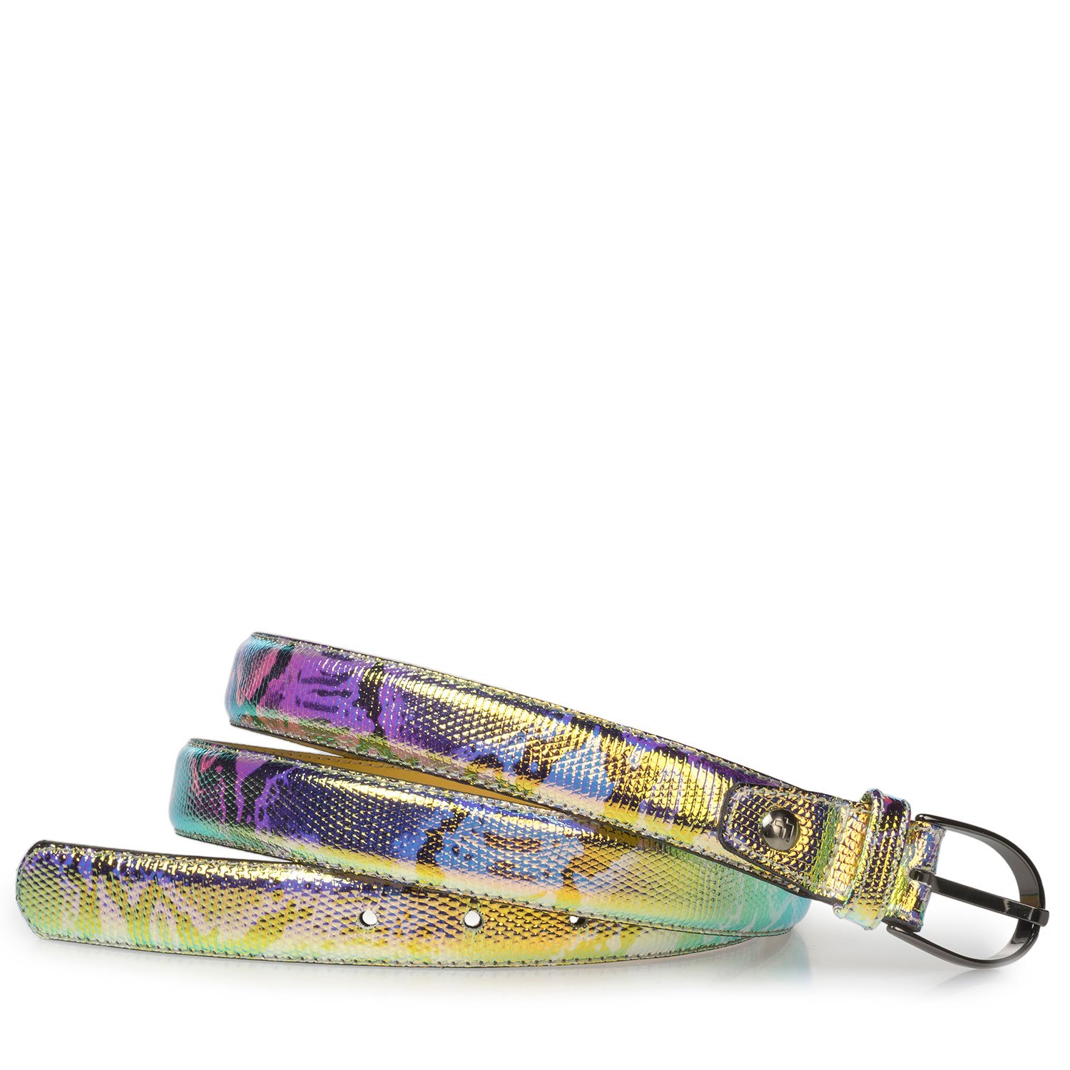 75813/55 - Leather belt with green/gold metallic print 75813/55 - Leather belt with green/gold metallic print