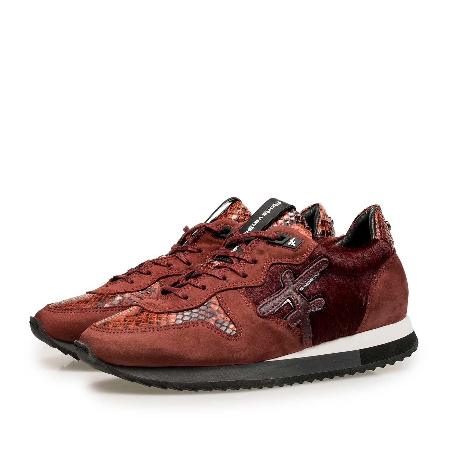 85256/00 - Bordeaux red leather sneaker with pony hair 85256/00 - Bordeaux red leather sneaker with pony hair
