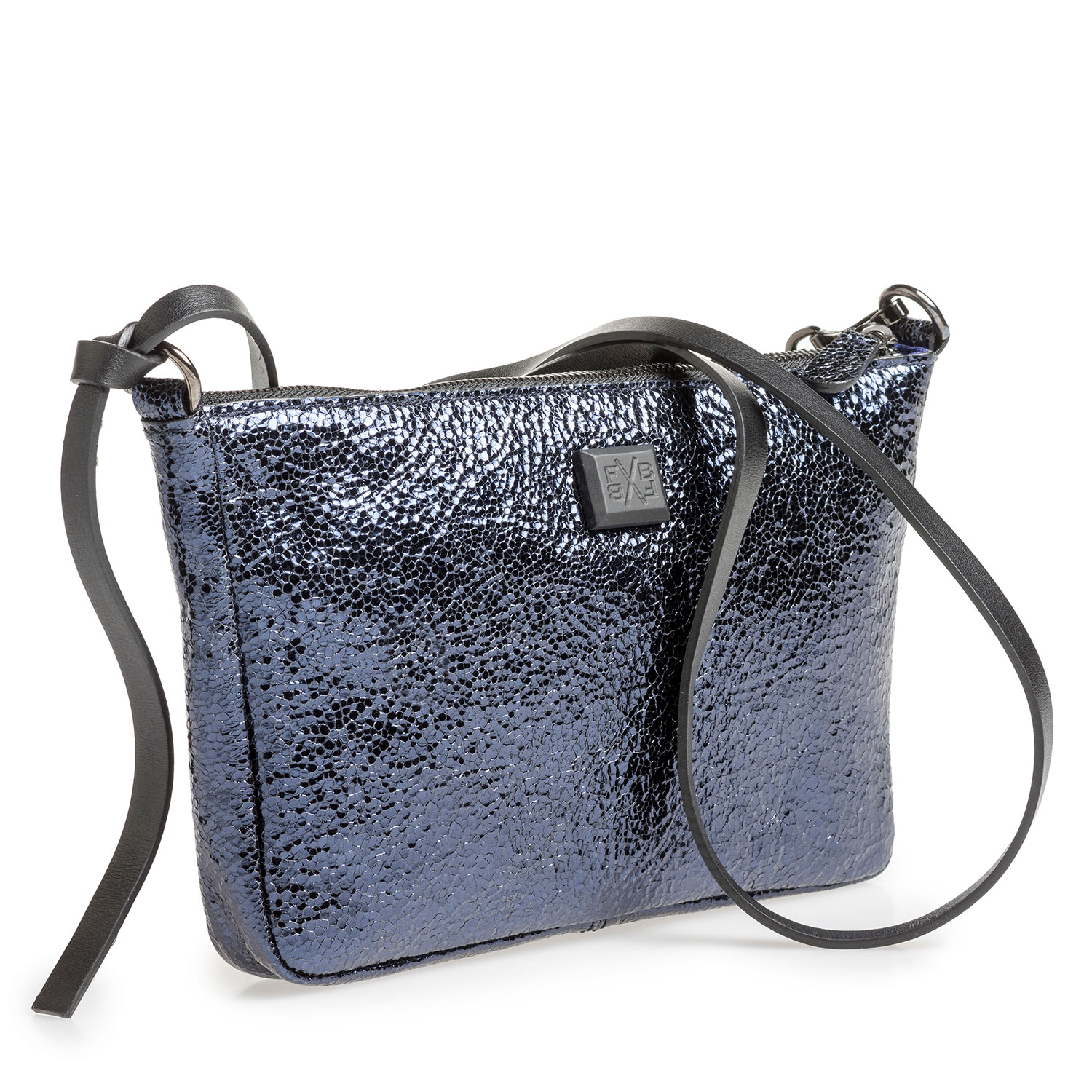 89019/11 - Dark blue leather bag with black print 89019/11 - Dark blue leather bag with black print