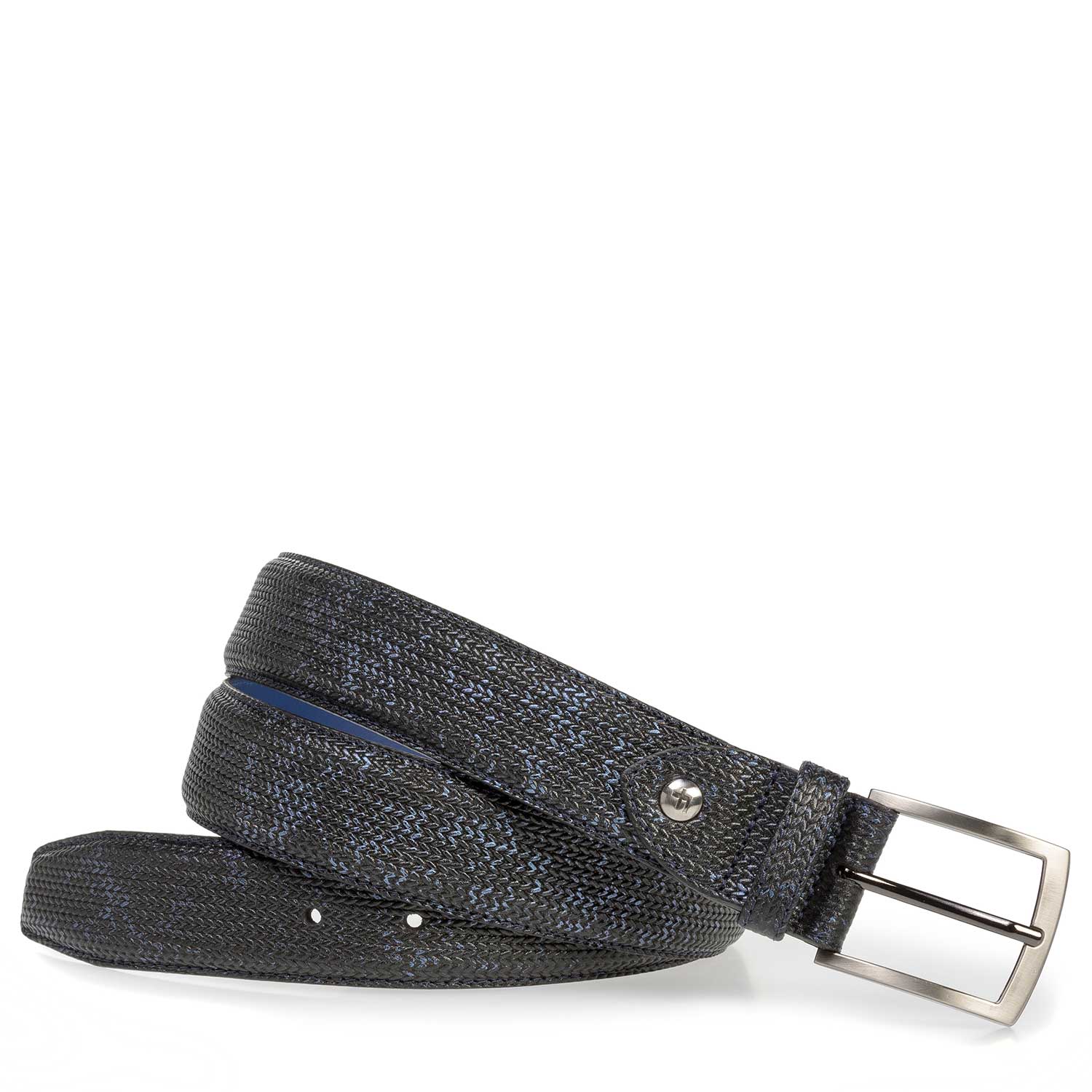 75201/28 - Dark blue leather belt with metallic print 75201/28 - Dark blue leather belt with metallic print
