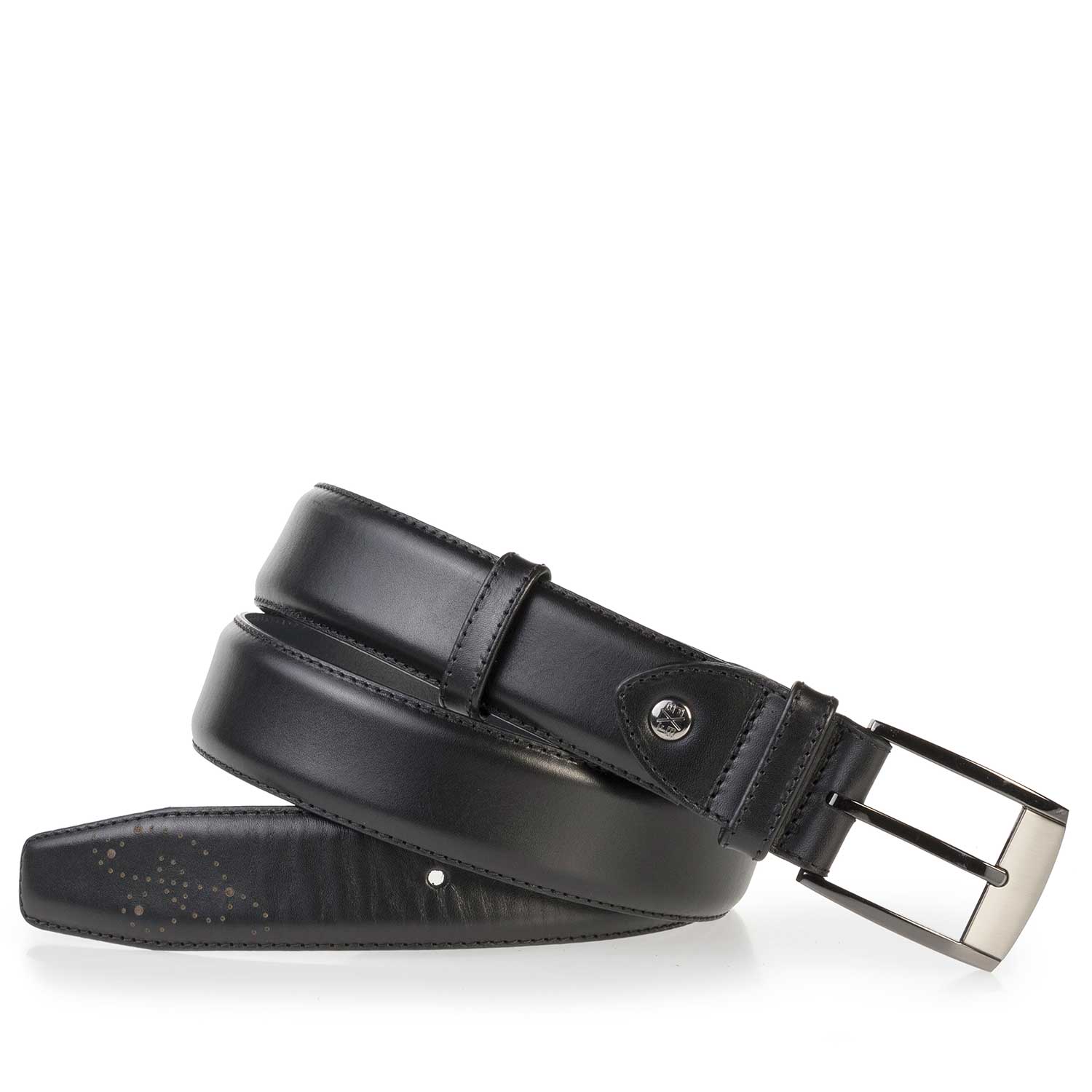75177/01 - Black, perforated leather belt 75177/01 - Black, perforated leather belt