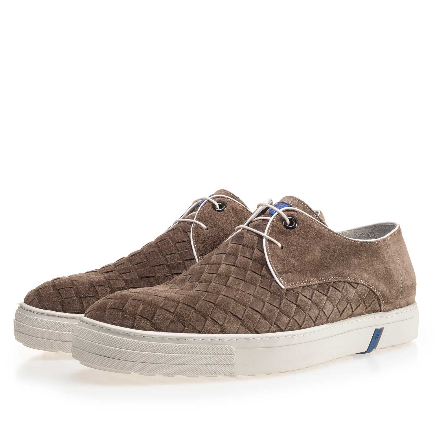 14451/05 - Taupe-coloured lace shoe made of braided leather 14451/05 - Taupe-coloured lace shoe made of braided leather