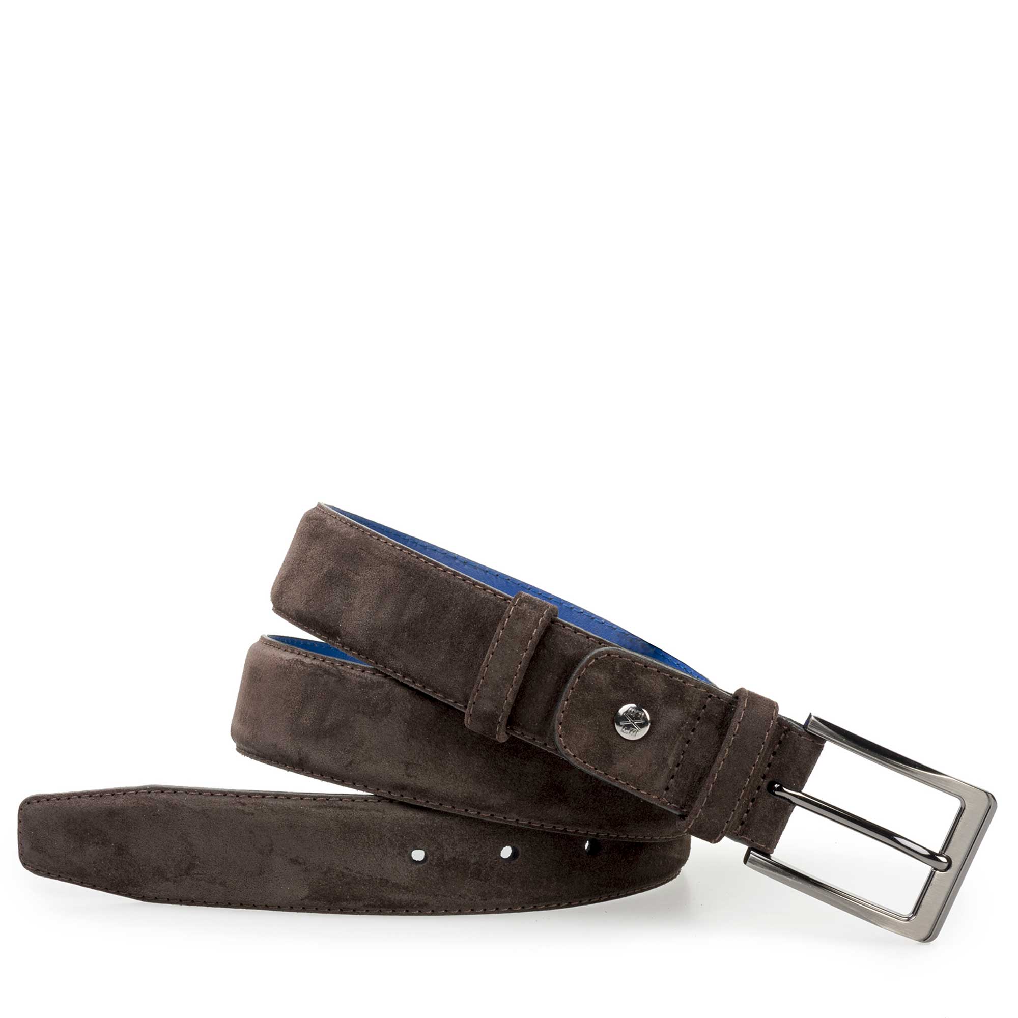 75153/19 - Floris van Bommel dark brown suede leather men’s belt 75153/19 - Floris van Bommel dark brown suede leather men’s belt
