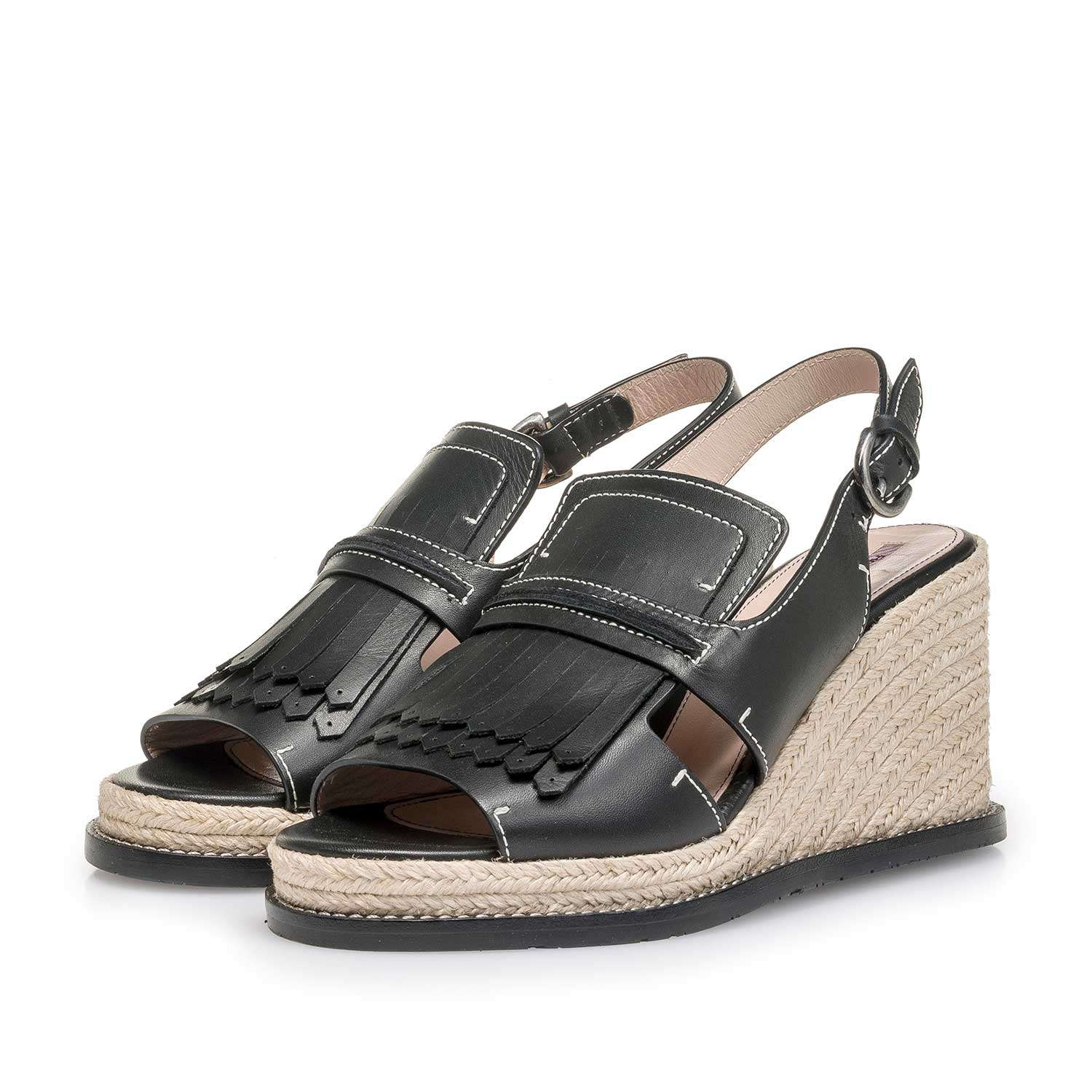 85916/02 - Black espadrille wedge-heel sandal 85916/02 - Black espadrille wedge-heel sandal