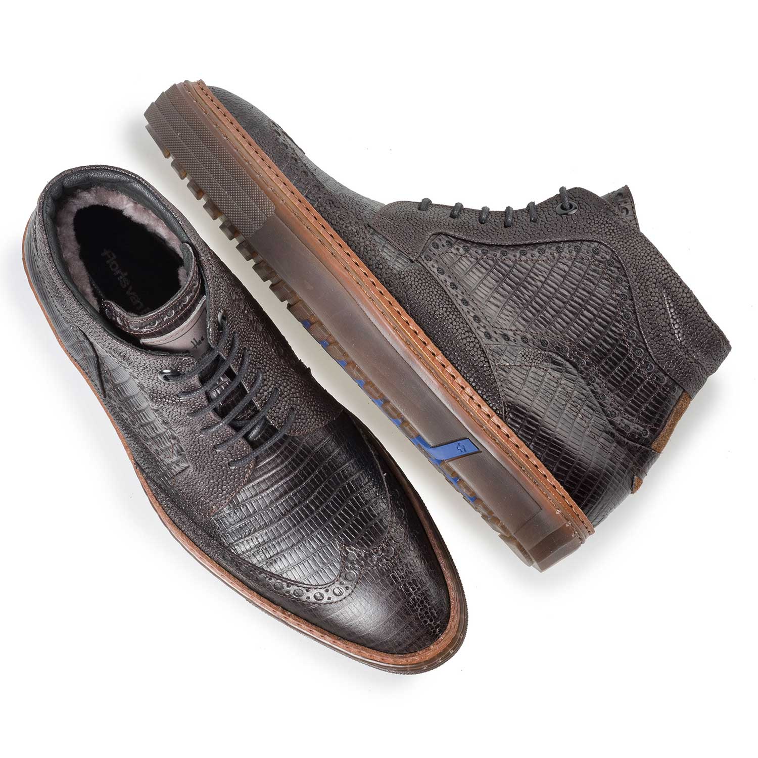 10080/10 - Mid-high darkbrown brogue sneaker 10080/10 - Mid-high darkbrown brogue sneaker