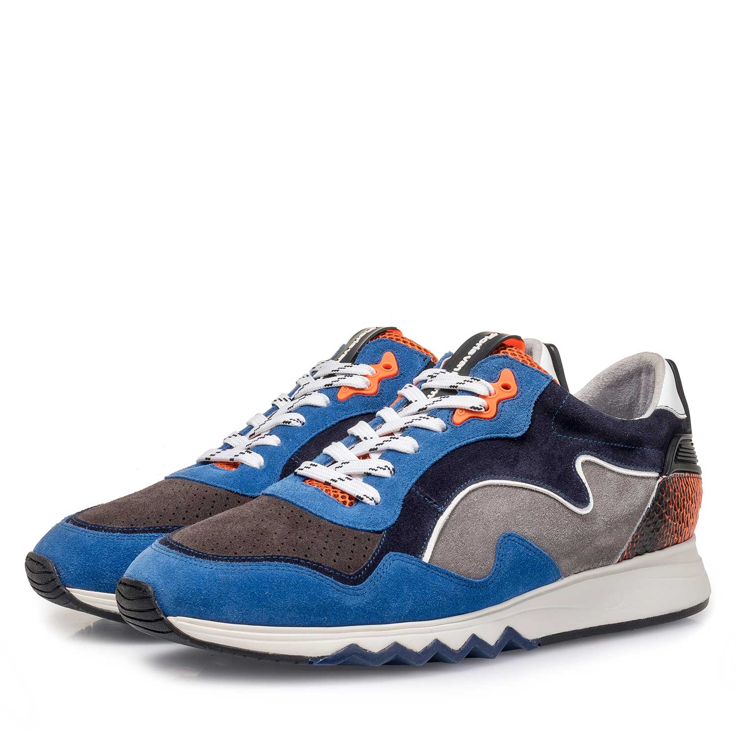 Blue orange suede leather sneaker 16092 05 Floris van Bommel