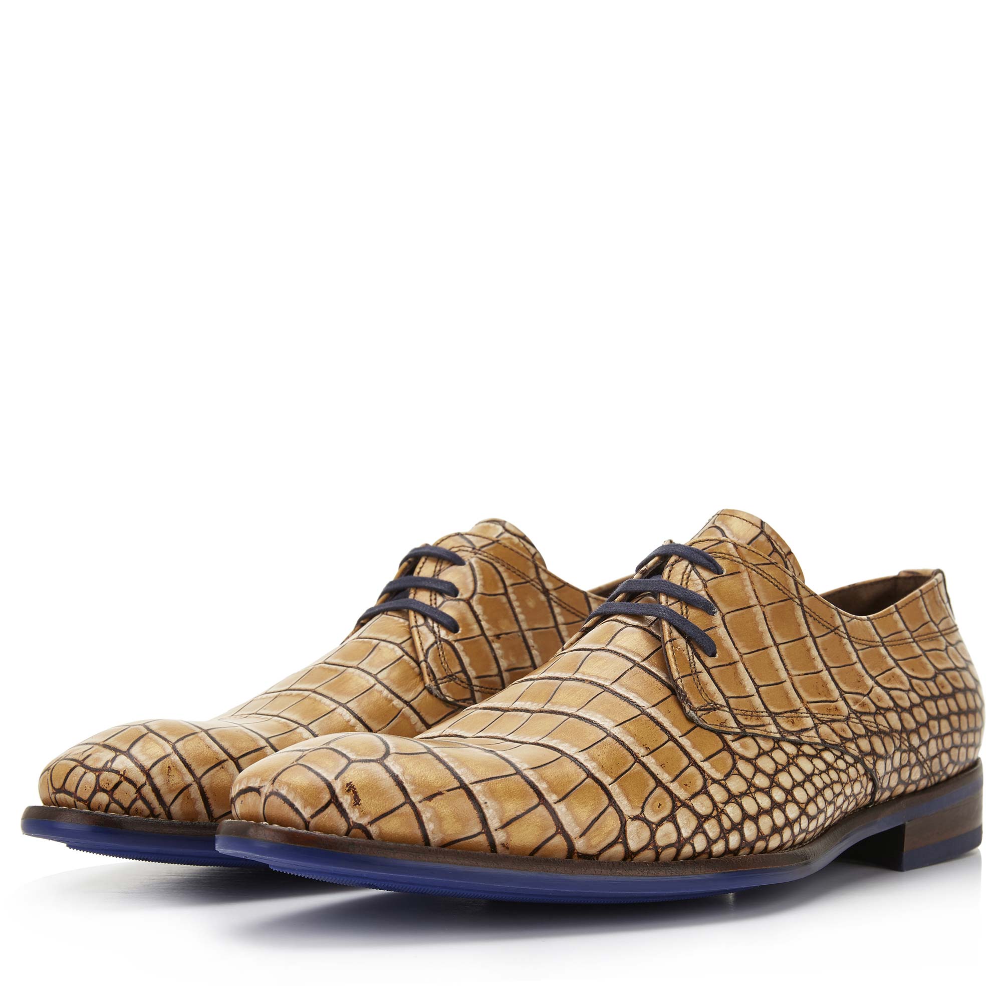 onderwijzen stijl staking Sand coloured crocodile print men's lace-up shoe 14366/02 Floris van Bommel