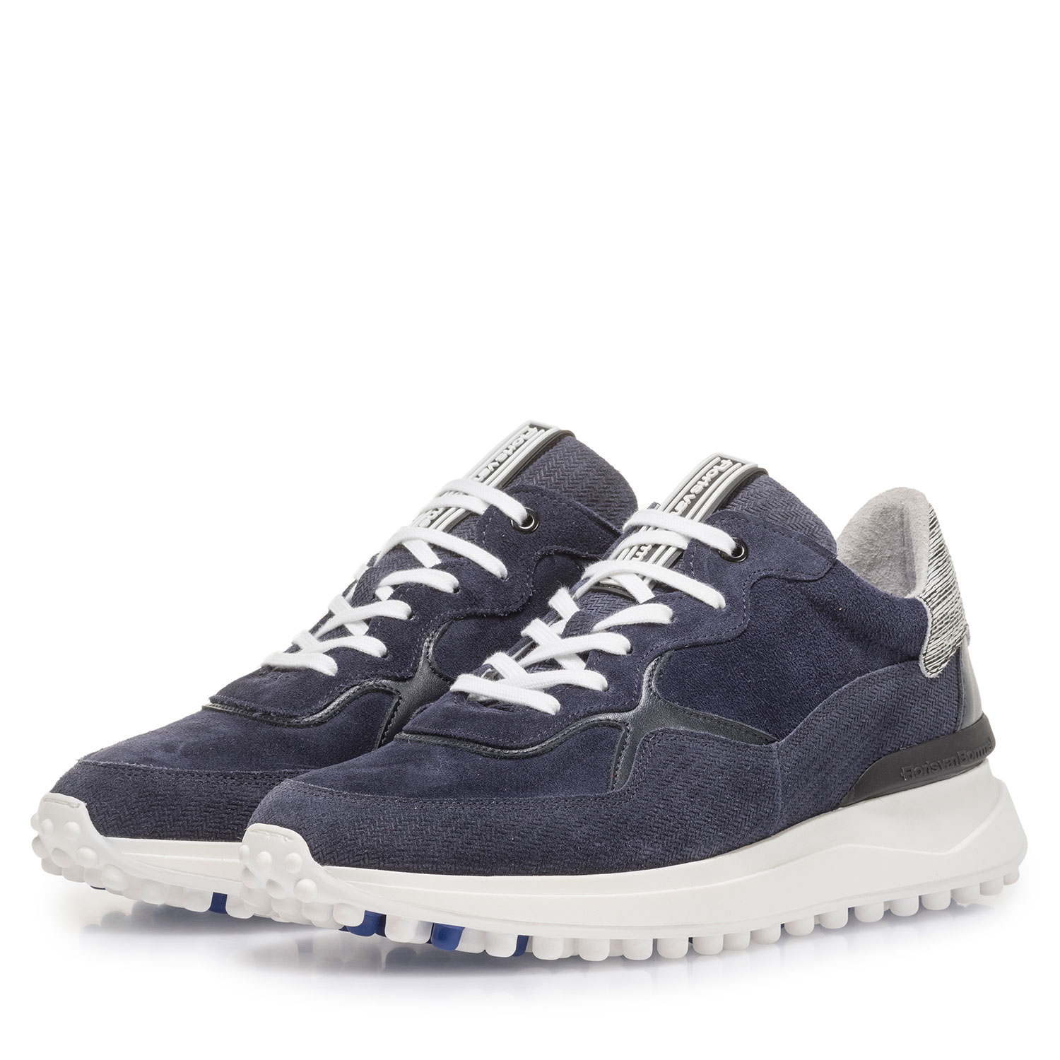 16301/15 - Blue suede leather sneaker with print 16301/15 - Blue suede leather sneaker with print