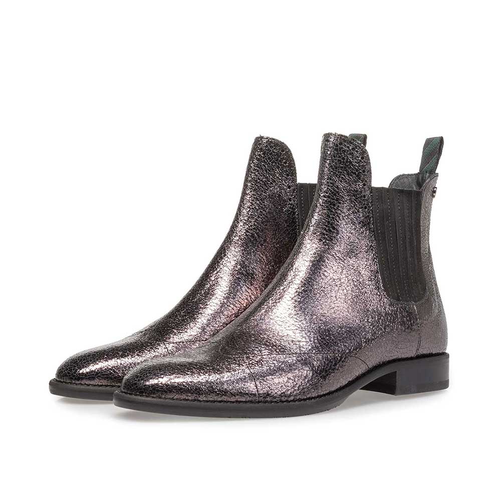 85601/04 - Dark silver-coloured leather Chelsea boot with metallic print 85601/04 - Dark silver-coloured leather Chelsea boot with metallic print