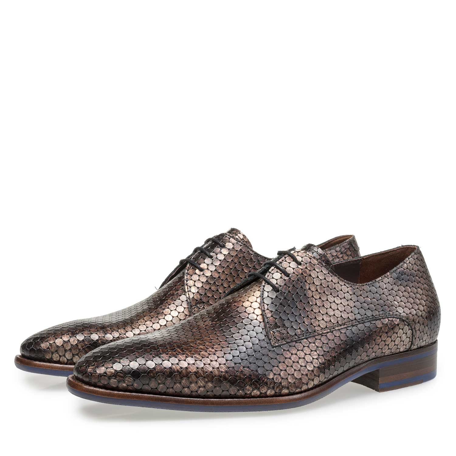 18080/03 - Brown metallic print leather lace shoe 18080/03 - Brown metallic print leather lace shoe