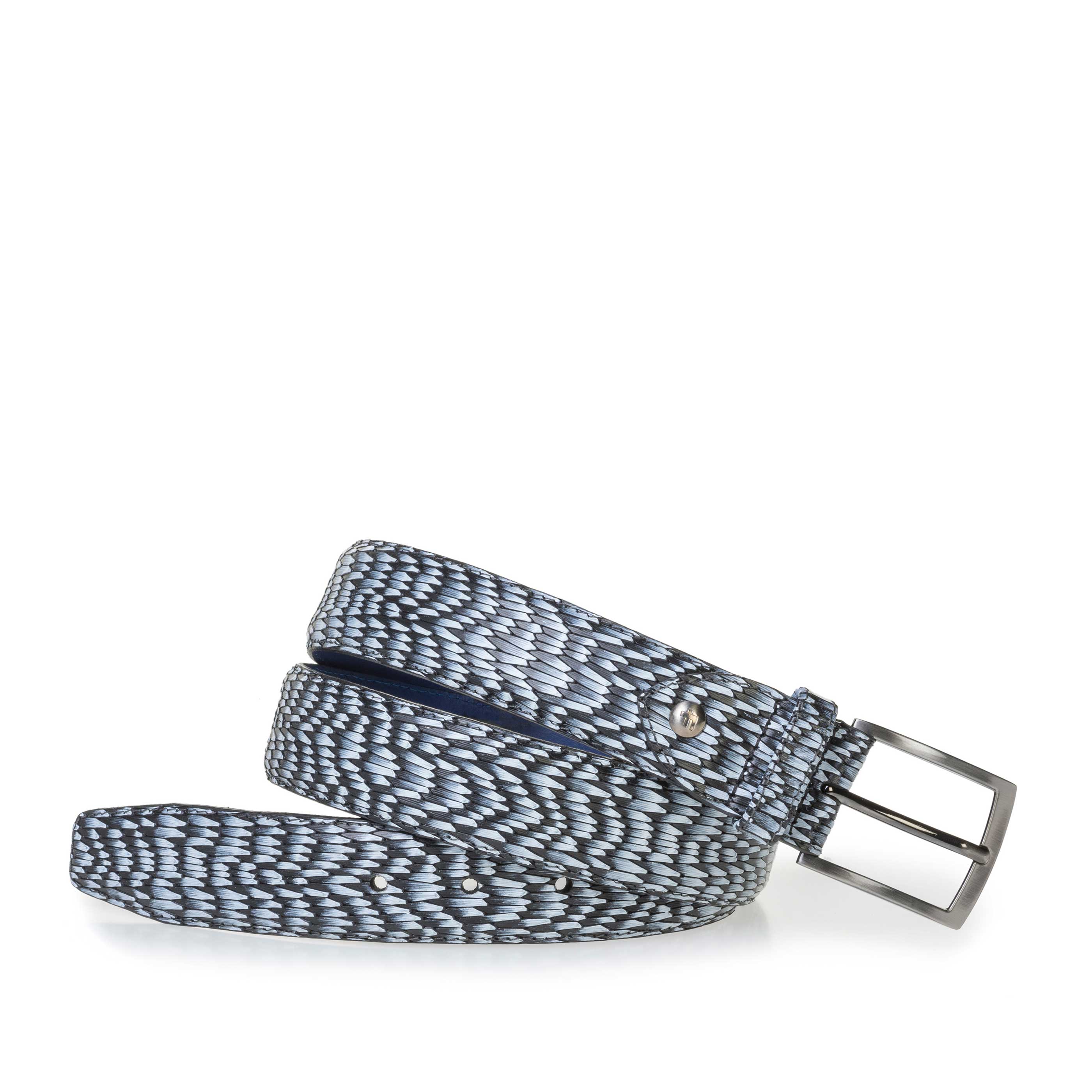 75200/73 - Grey leather belt with print 75200/73 - Grey leather belt with print