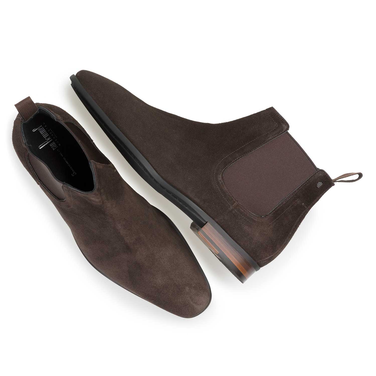Brown waxed suede leather Chelsea boot 