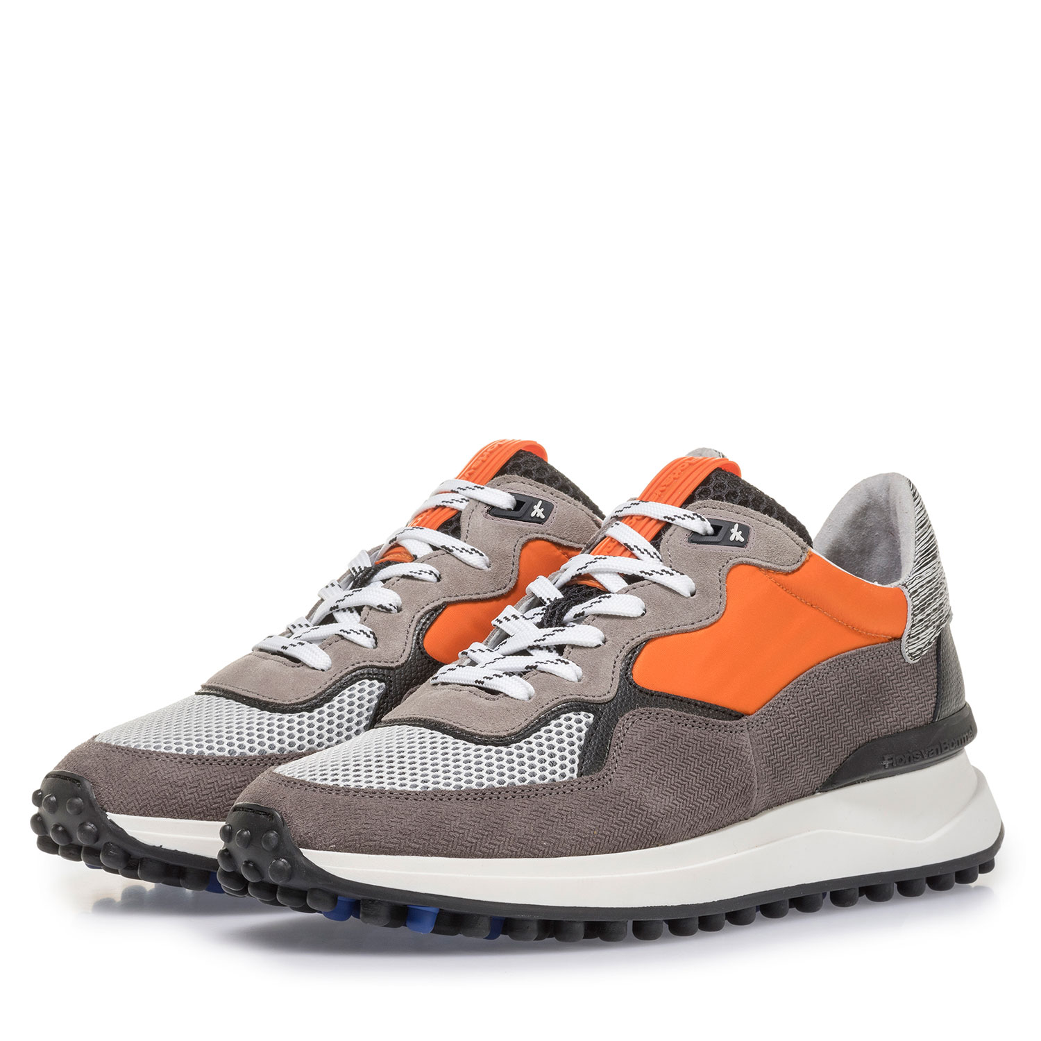 16301/08 - Grey suede leather sneaker with orange details 16301/08 - Grey suede leather sneaker with orange details