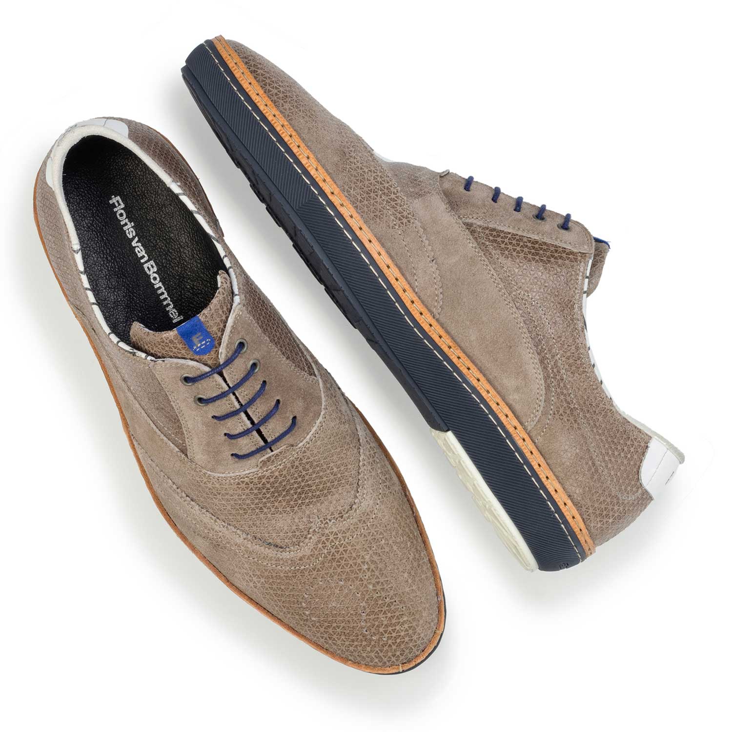19072/00 - Taupe-coloured patterned suede leather sneaker 19072/00 - Taupe-coloured patterned suede leather sneaker