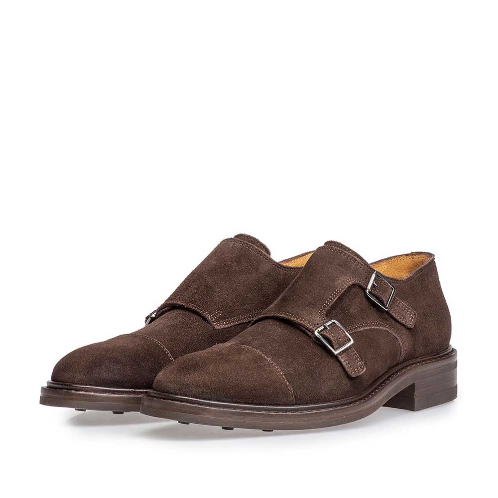 12079/00 - Dark brown suede leather double monk 12079/00 - Dark brown suede leather double monk