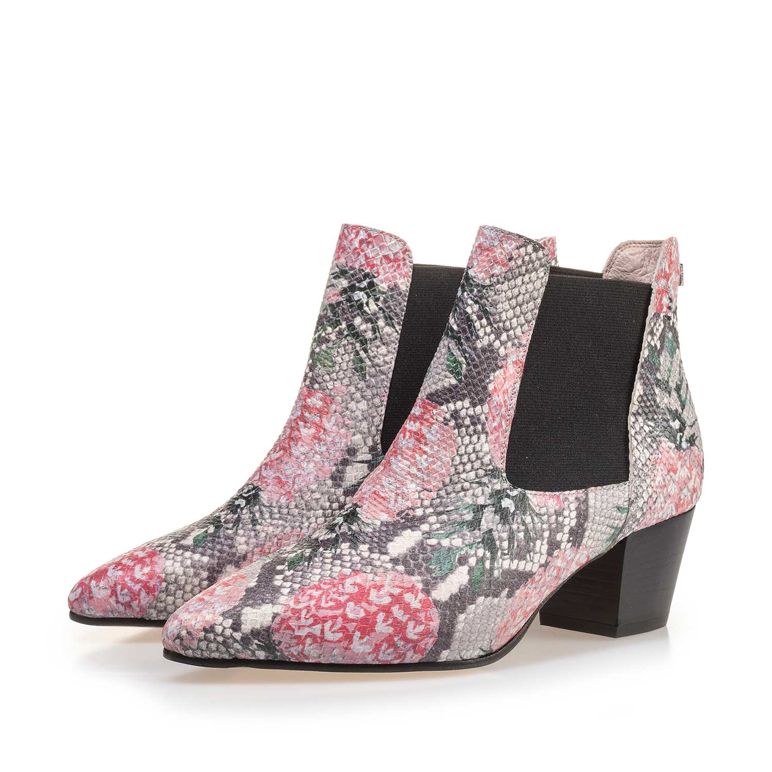 85250/02 - Multi-coloured leather Chelsea boot with printed motif 85250/02 - Multi-coloured leather Chelsea boot with printed motif