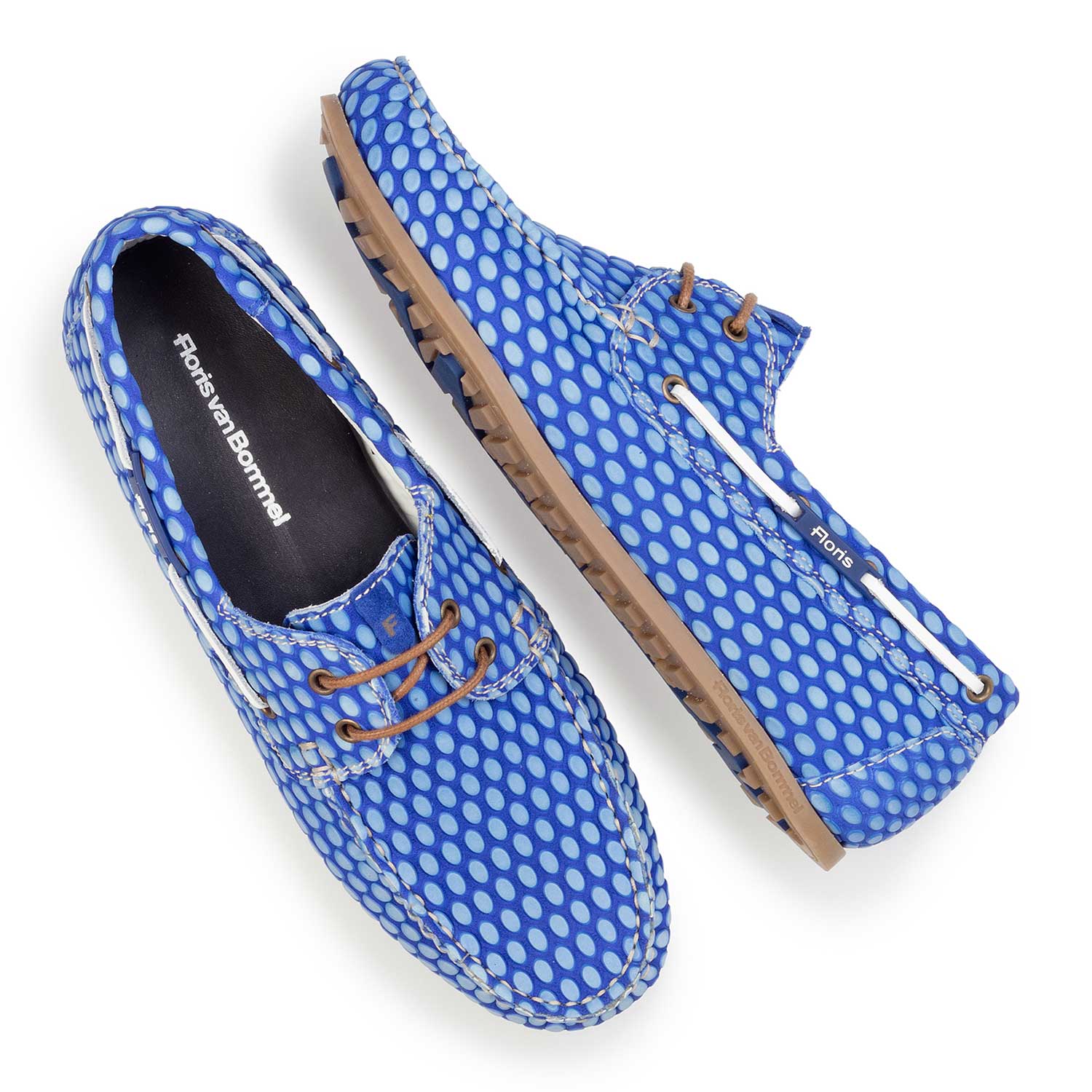 15055/02 - Cobalt blue, printed leather boat shoe 15055/02 - Cobalt blue, printed leather boat shoe