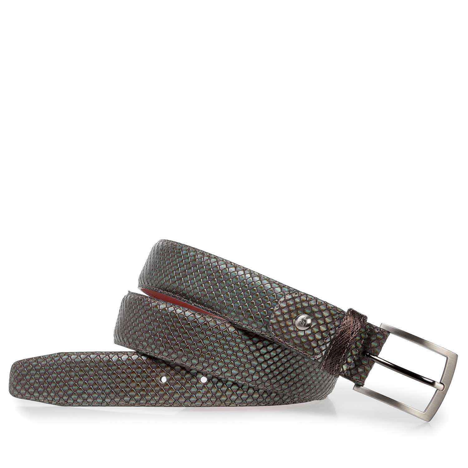 75188/46 - Premium dark brown calf leather belt with metallic print 75188/46 - Premium dark brown calf leather belt with metallic print