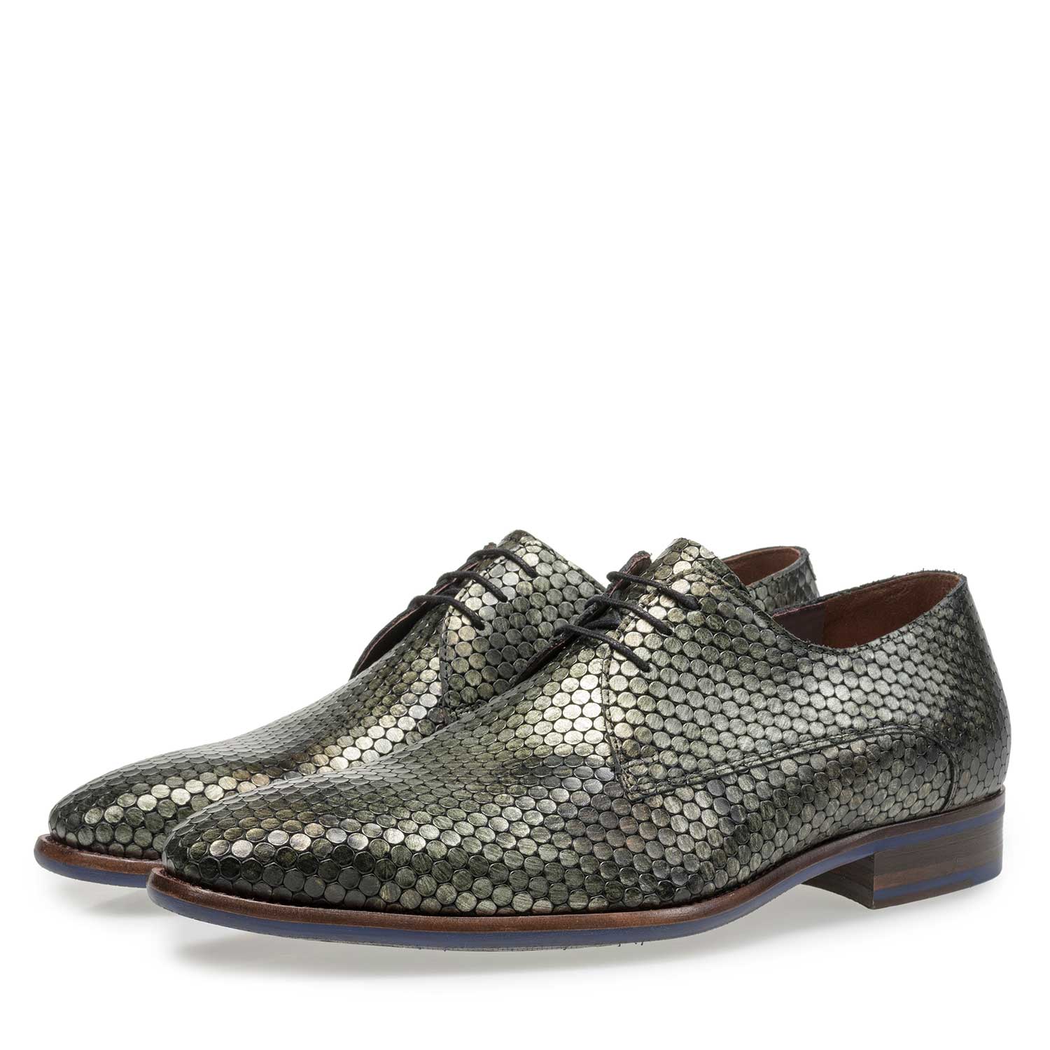 18080/01 - Green metallic print leather lace shoe 18080/01 - Green metallic print leather lace shoe