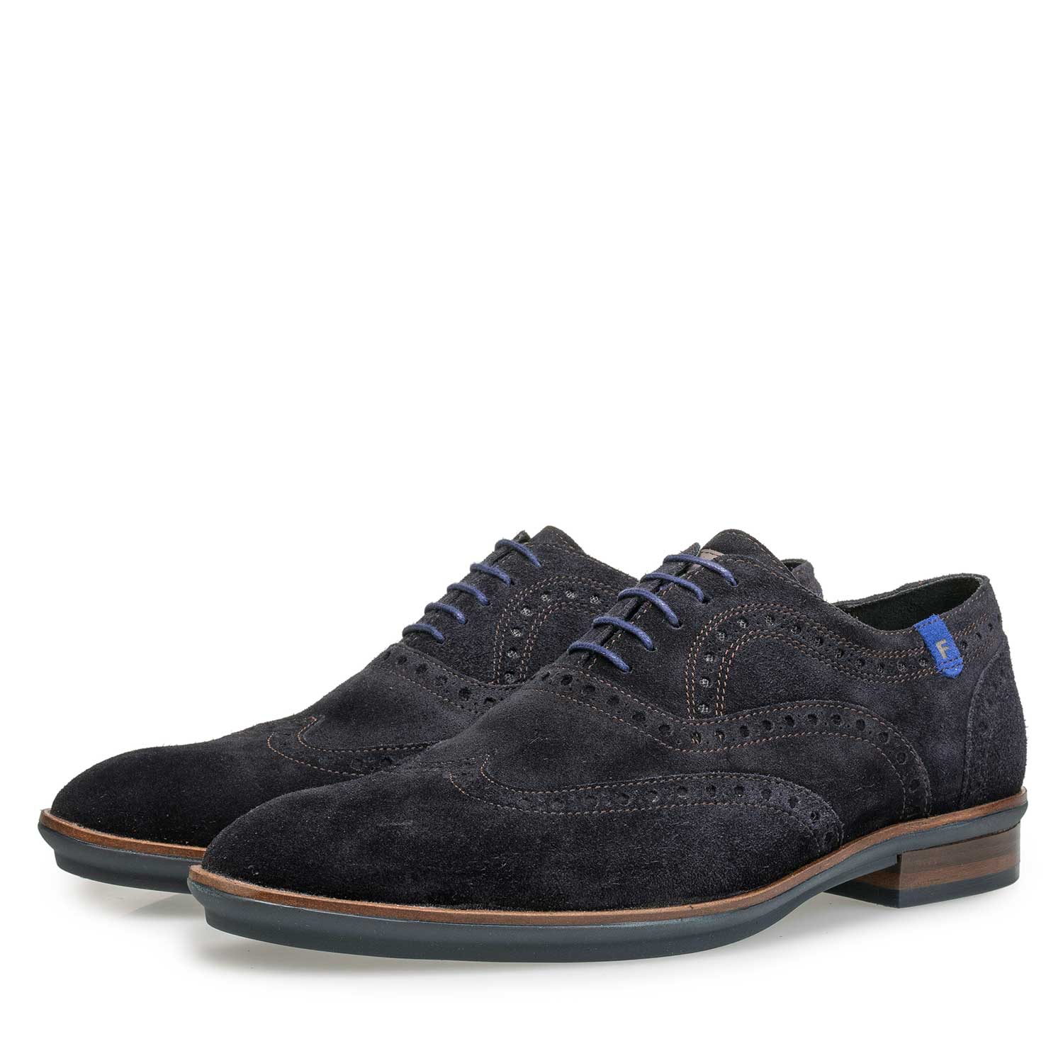 19048/03 - Blue brogue suede leather lace shoe 19048/03 - Blue brogue suede leather lace shoe